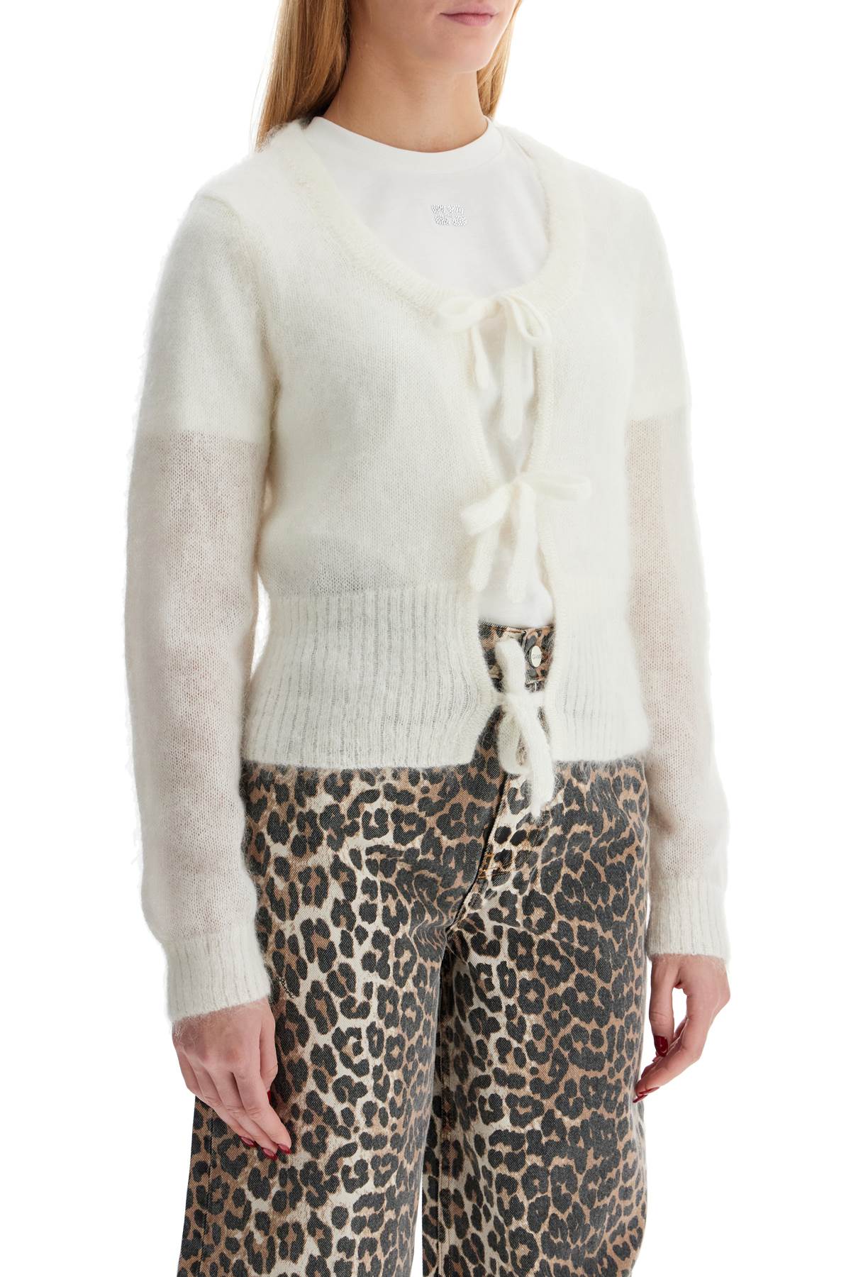 Ganni Mohair Cardigan with Bow Details image 1