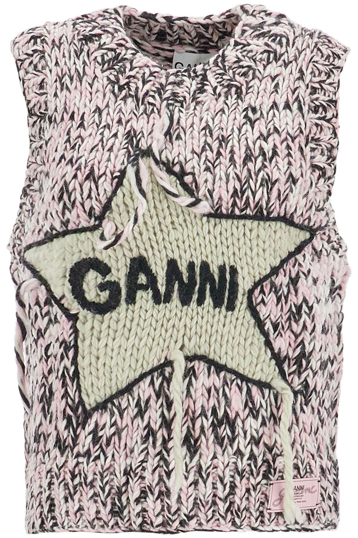 GANNI Hand-Knit Wool Vest with Star Intarsia image 0