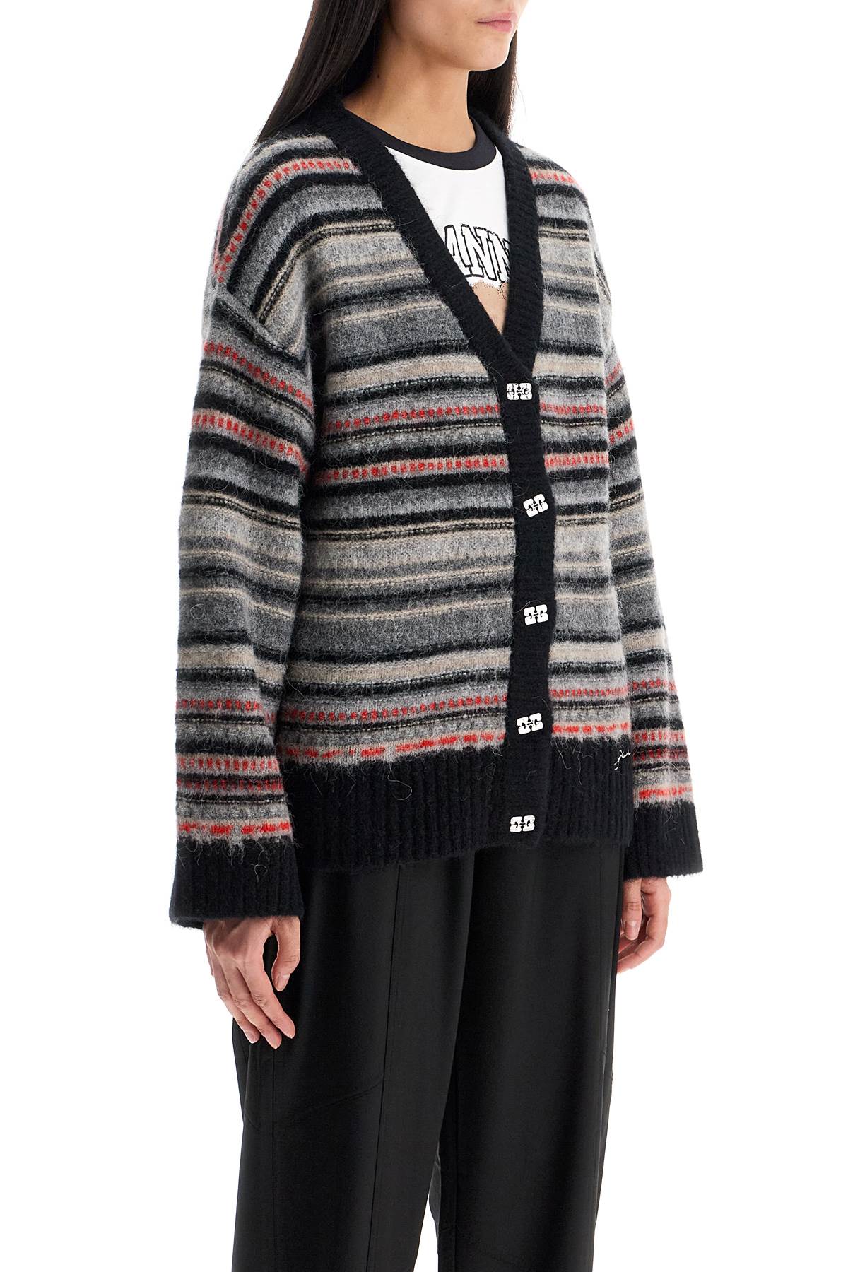 Ganni striped boxy cardigan image 1