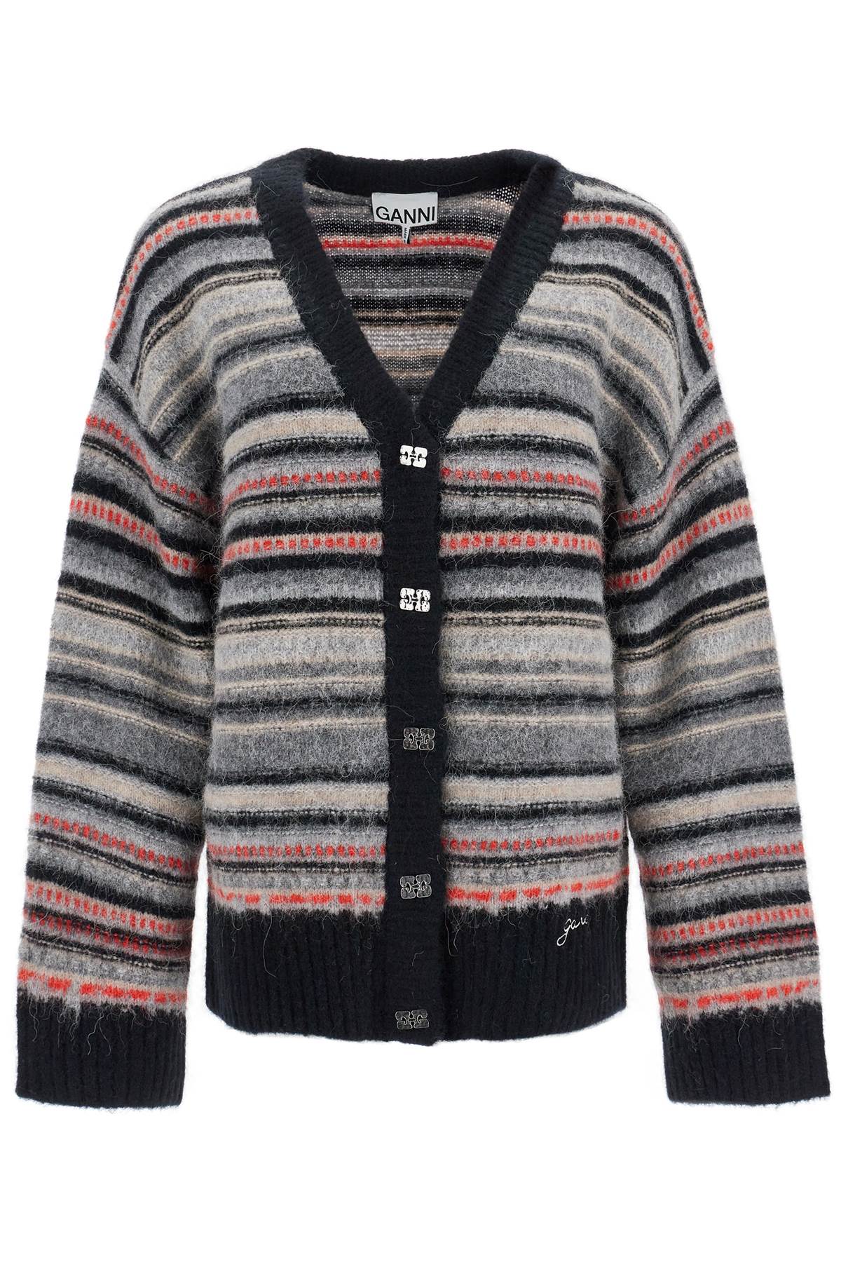 Ganni striped boxy cardigan image 0