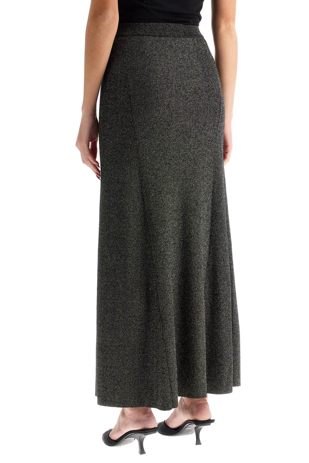 Ganni Long Lurex Knit Skirt: Ribbed Wool & Organic Cotton Blend image 2