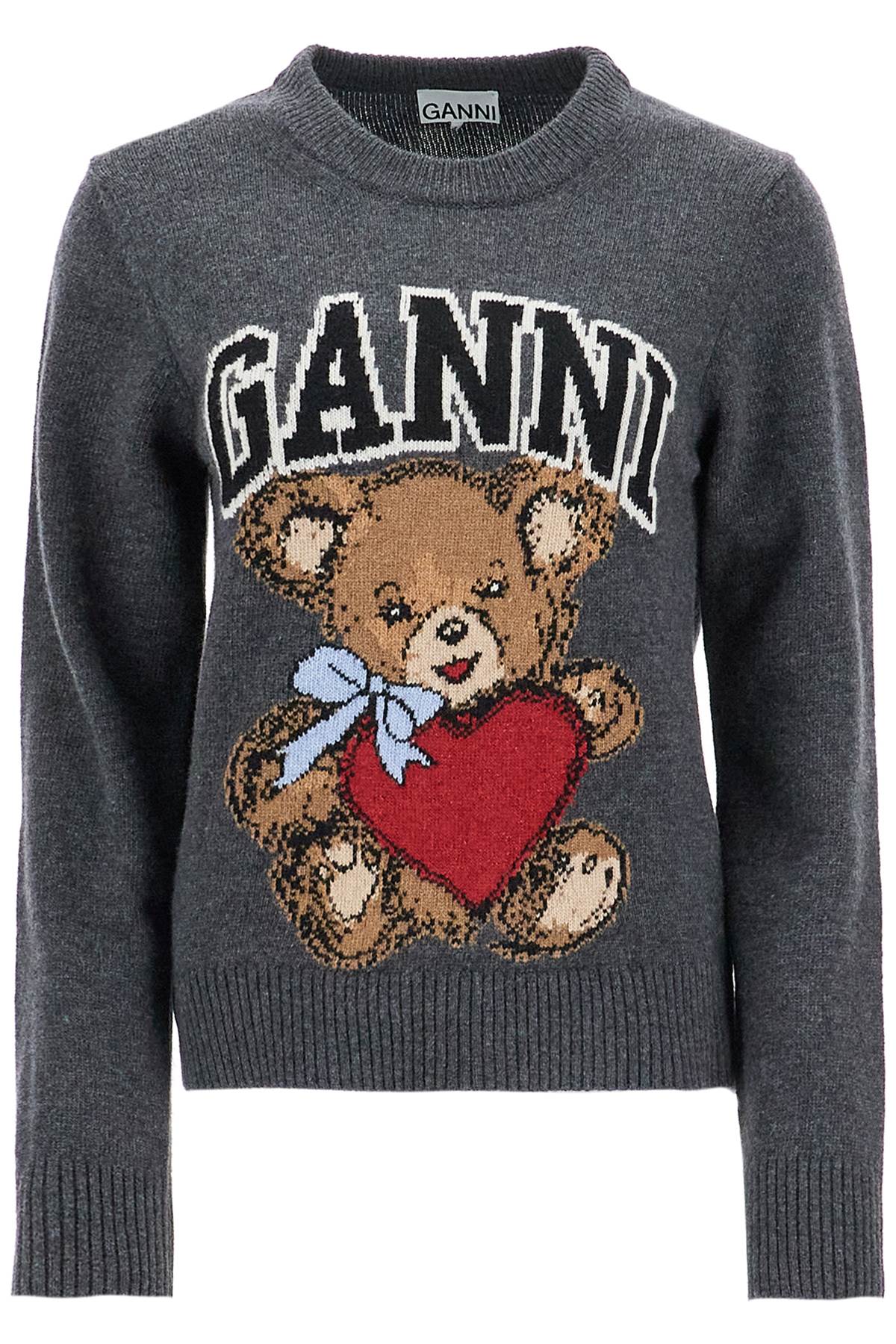 Ganni Graphic Bear Jacquard Knit Pullover Sweater image 0