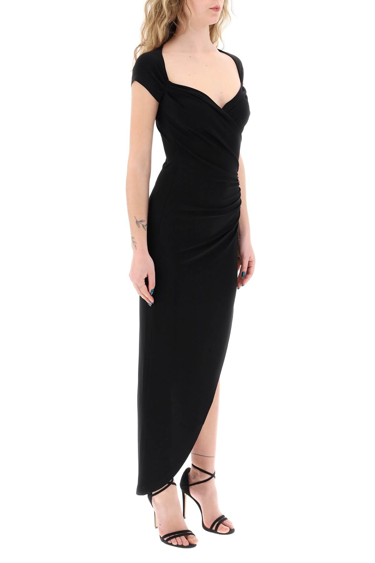 Norma Kamali midi dress with side ruch image 1