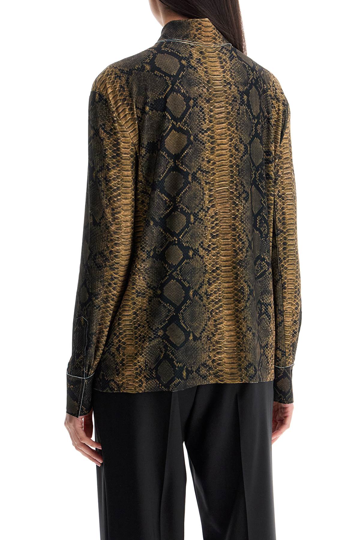 Norma Kamali brown python print long sleeve shirt image 2