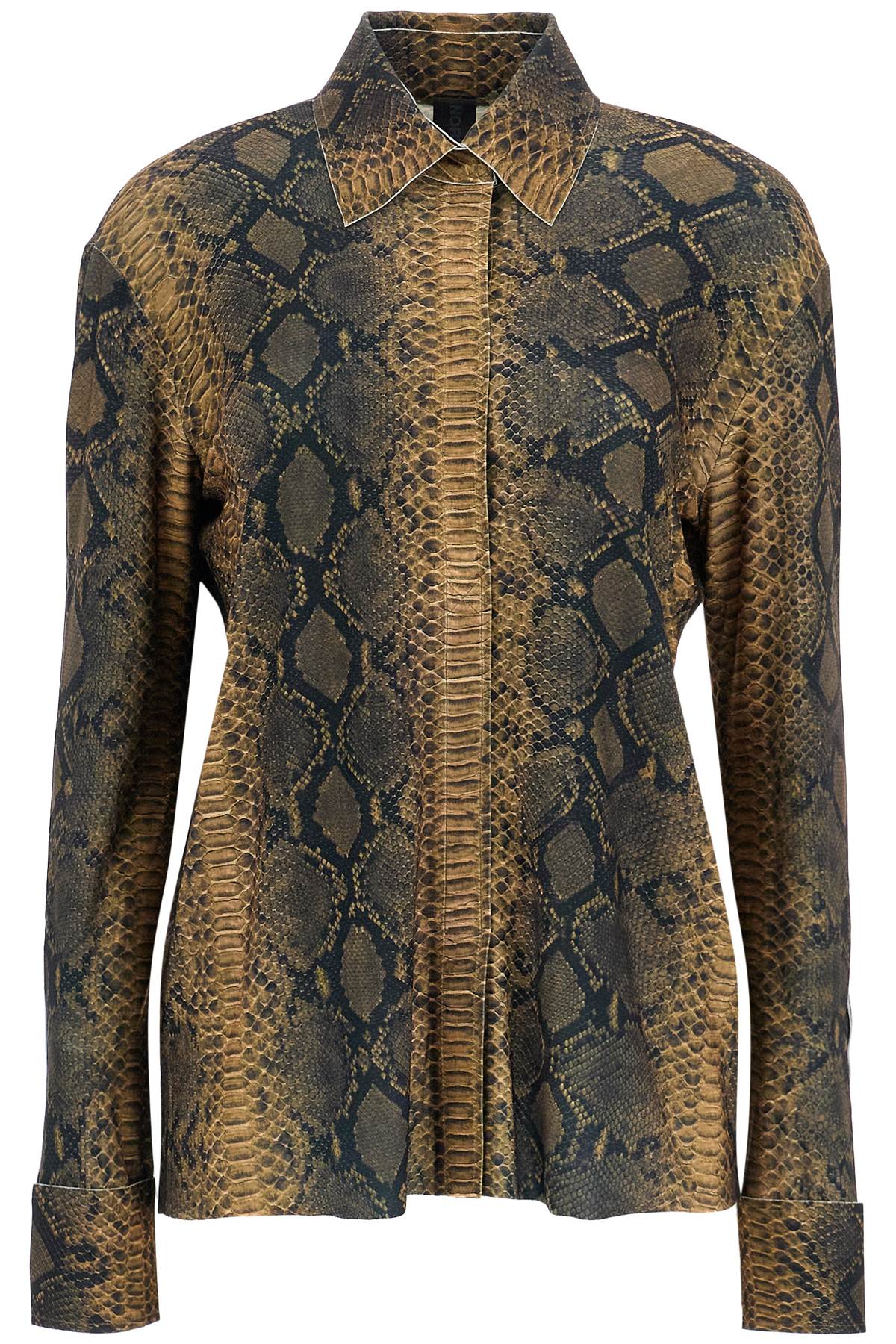 Norma Kamali brown python print long sleeve shirt image 0