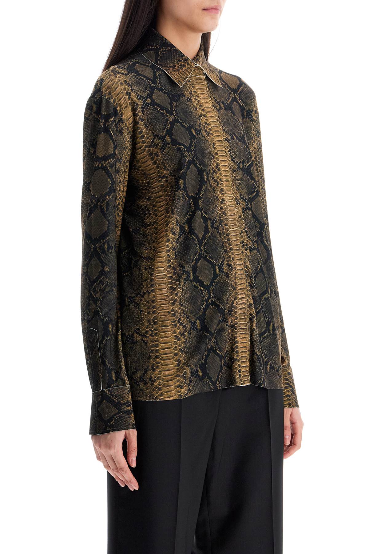 Norma Kamali brown python print long sleeve shirt image 1