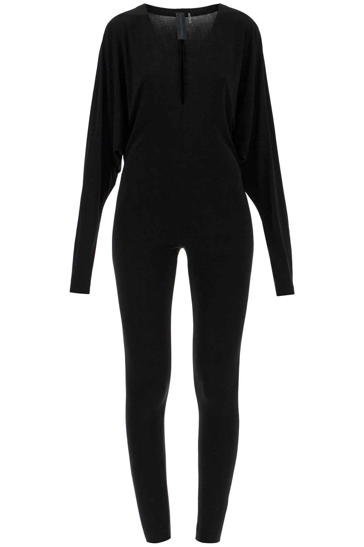 Norma Kamali black slim fit long sleeve v neck jumpsuit image 0