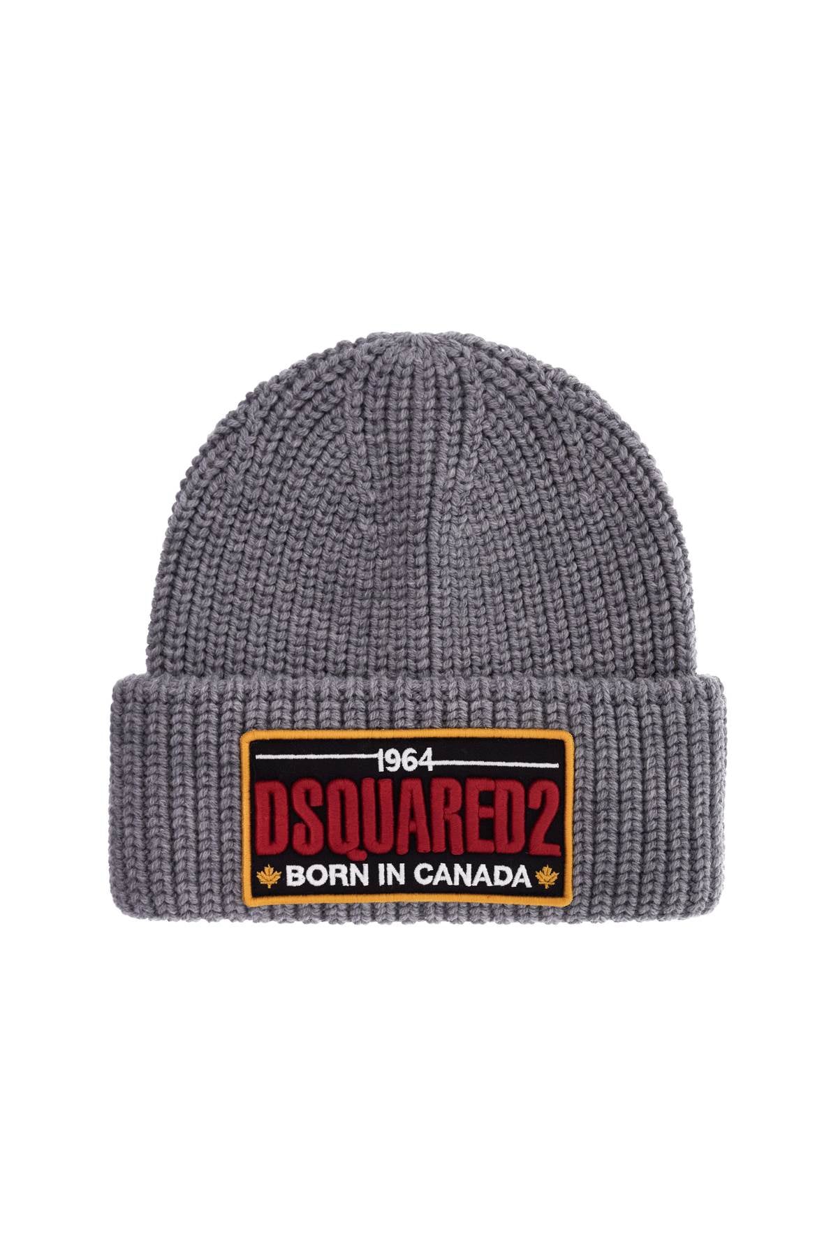 Dsquared2 Ribbed Wool Beanie with Logo Patch image 0