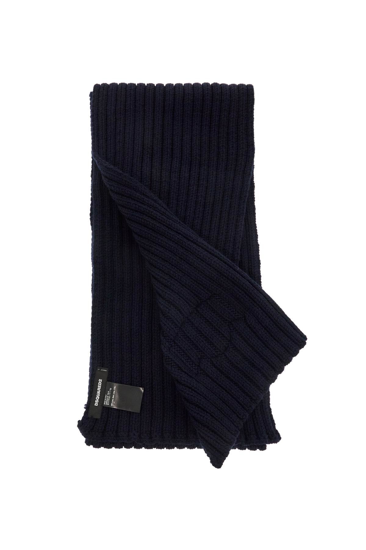 Dsquared2 Ribbed Wool Scarf with Logo Patch image 1