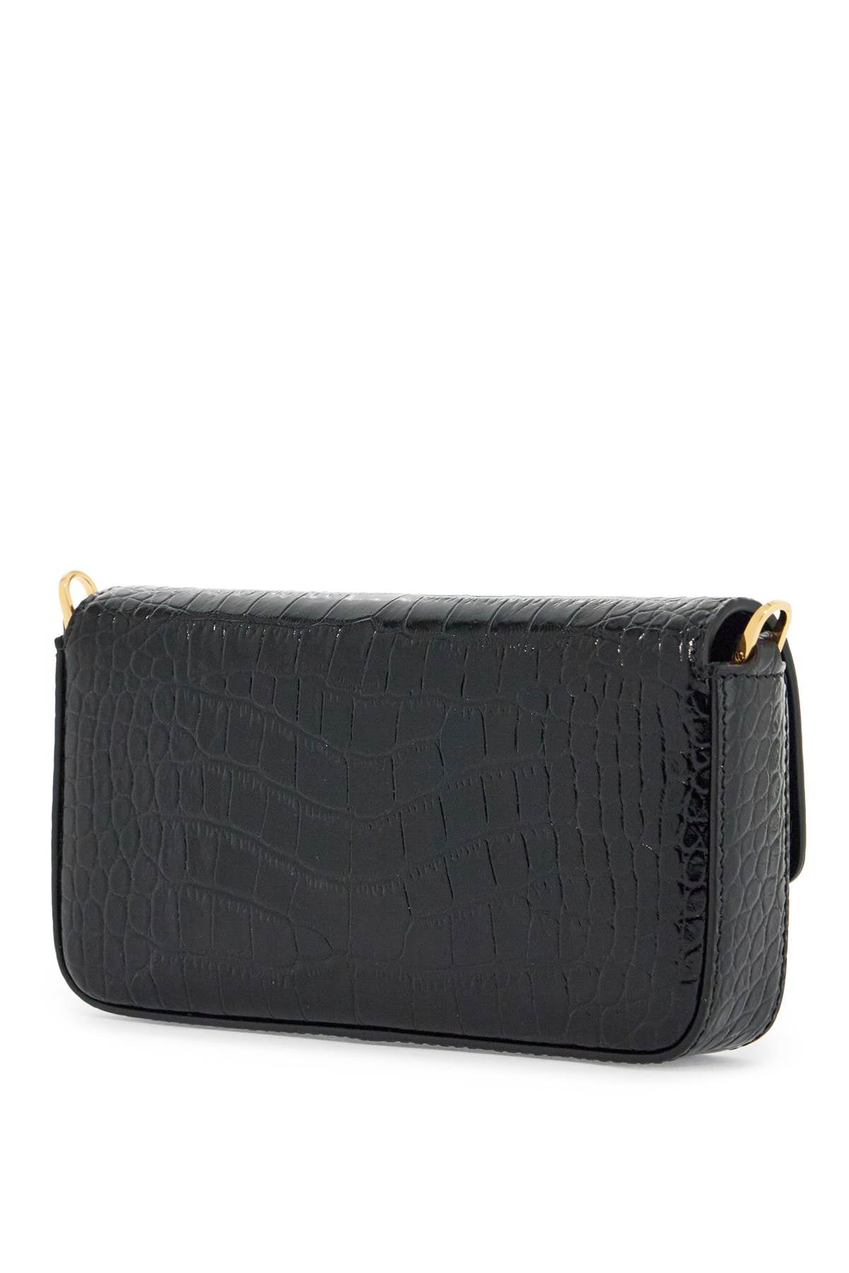 Tom Ford mini crossbody bag in black calf leather with crocodile effect image 1