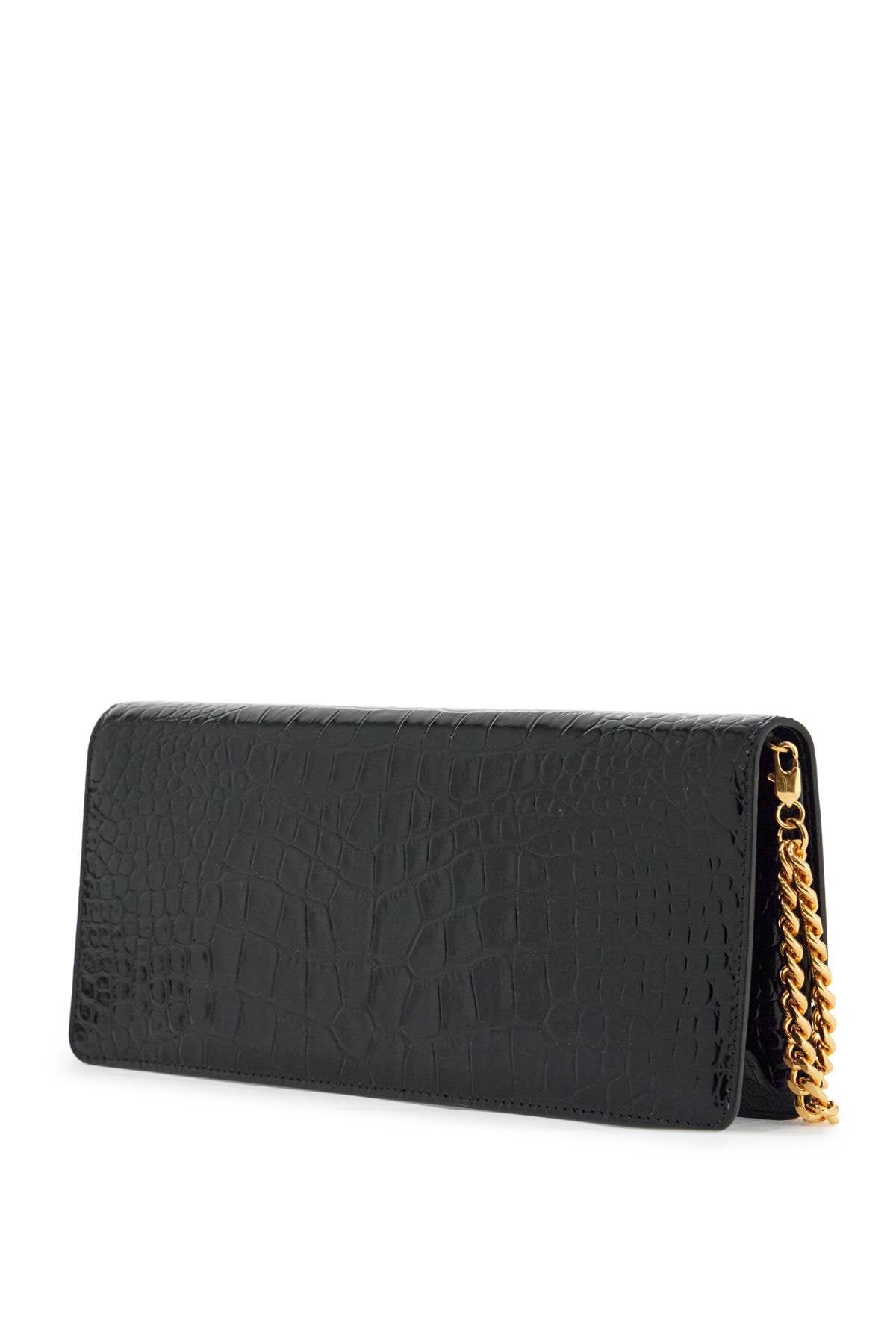 Tom Ford shiny black crocodile effect calfskin clutch image 1