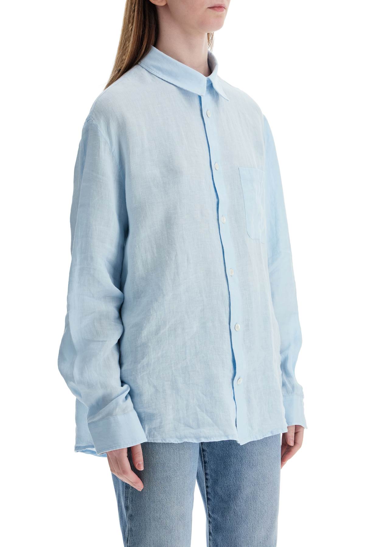 A.P.C. light blue linen shirt wide fit image 1