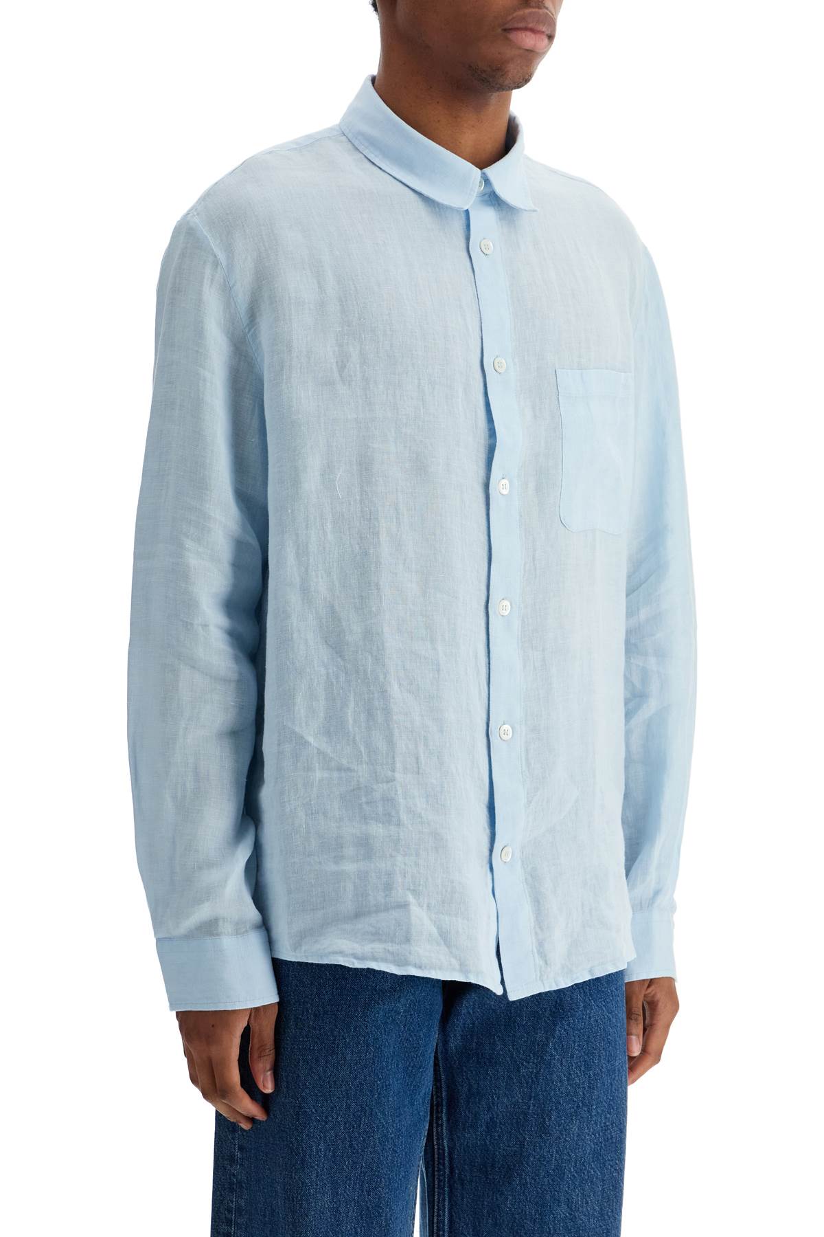 A.P.C. light blue linen shirt wide fit image 2