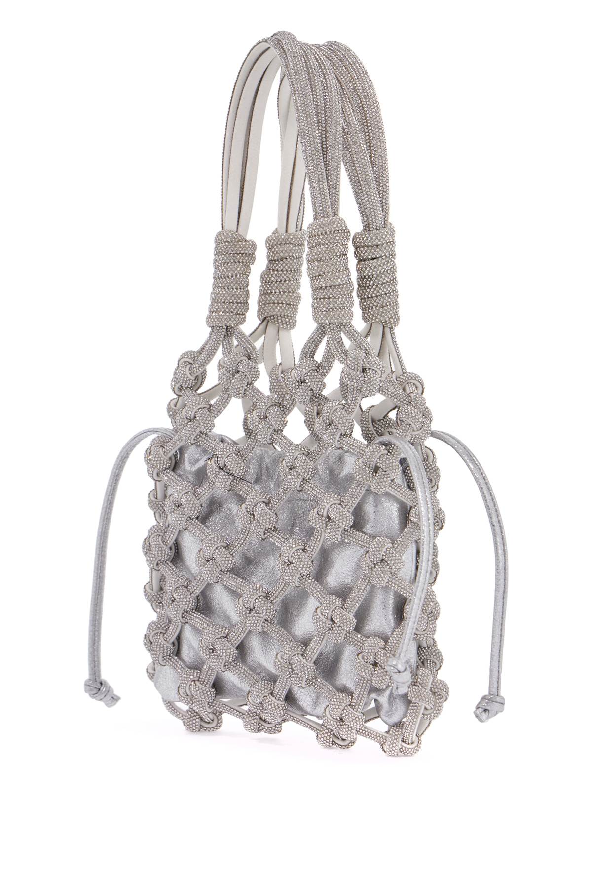 Hibourama Lola Woven Mesh Handbag with Crystal Detail image 1