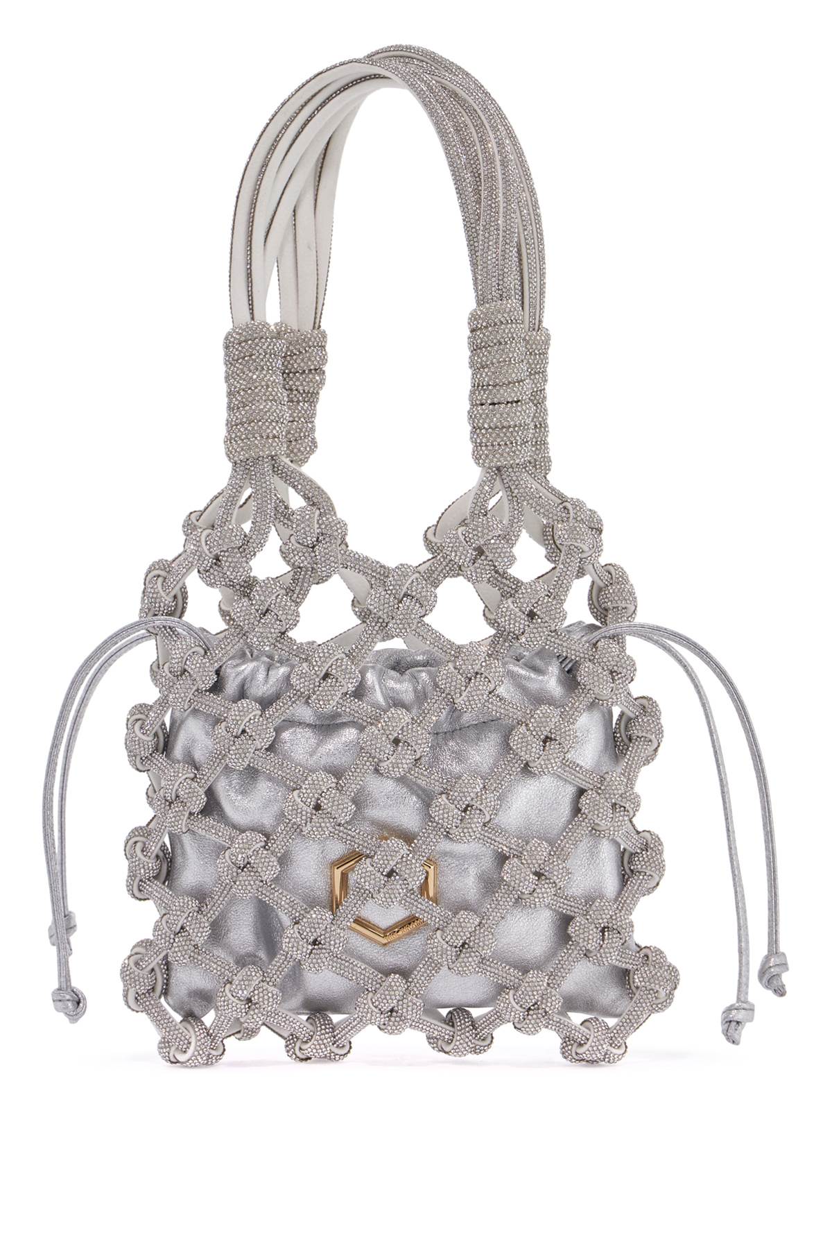 Hibourama Lola Woven Mesh Handbag with Crystal Detail image 0