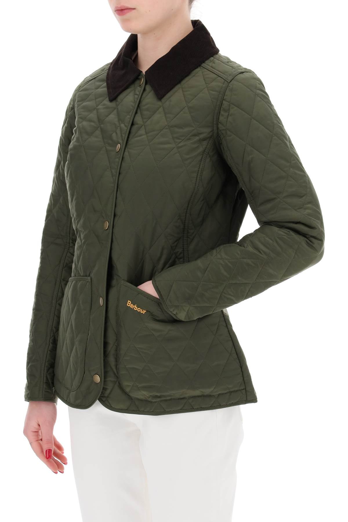 Barbour Annandale Quilted Jacket: Diamond-quilted Nylon with Corduroy Collar image 3