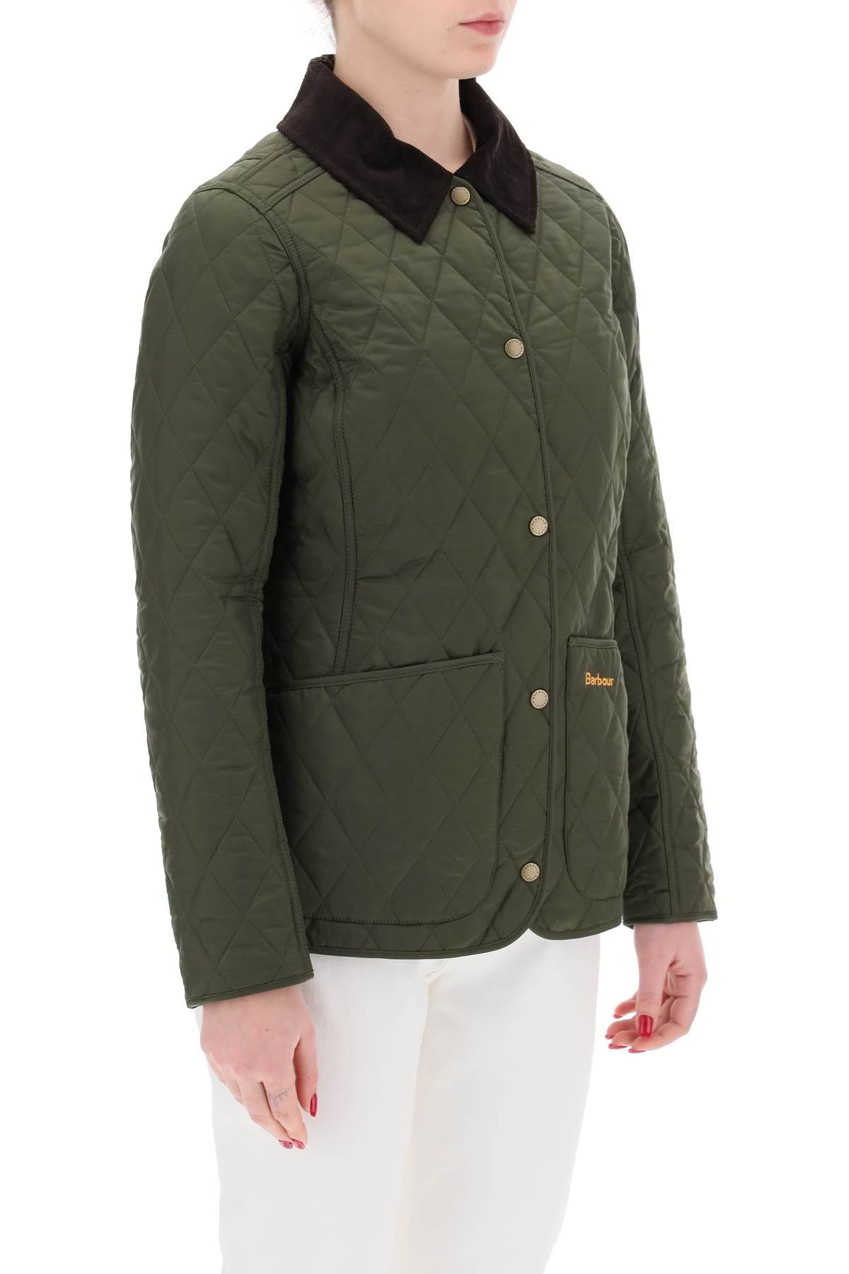 Barbour Annandale Quilted Jacket: Diamond-quilted Nylon with Corduroy Collar image 1