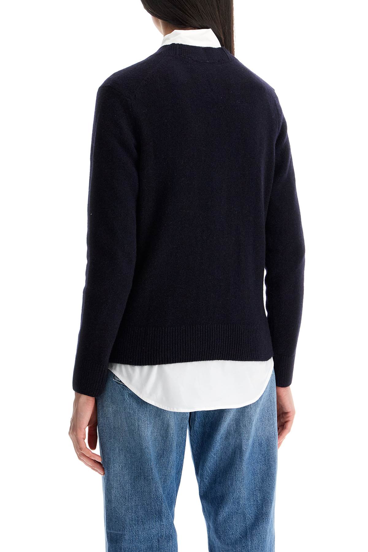 Maison Kitsune oversized blue cardigan 100% wool with fox patch image 2