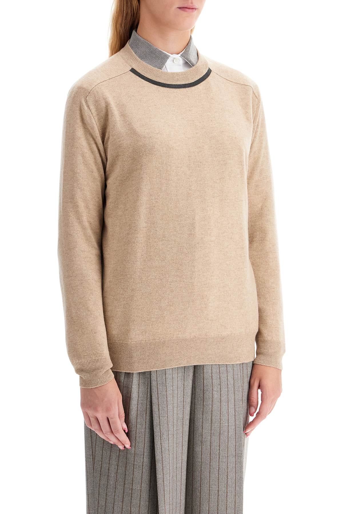 Brunello Cucinelli Cashmere Crewneck Pullover with Monile Embroidery image 1