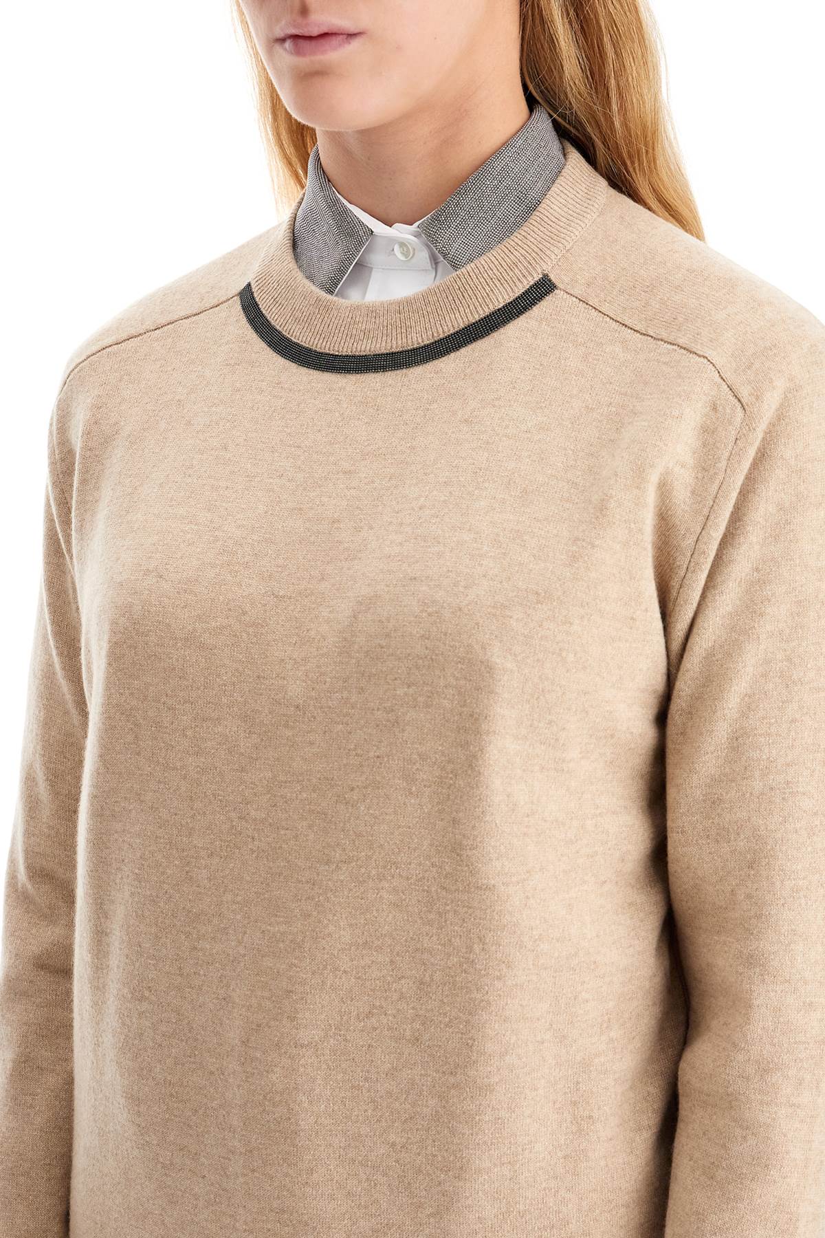 Brunello Cucinelli Cashmere Crewneck Pullover with Monile Embroidery image 3