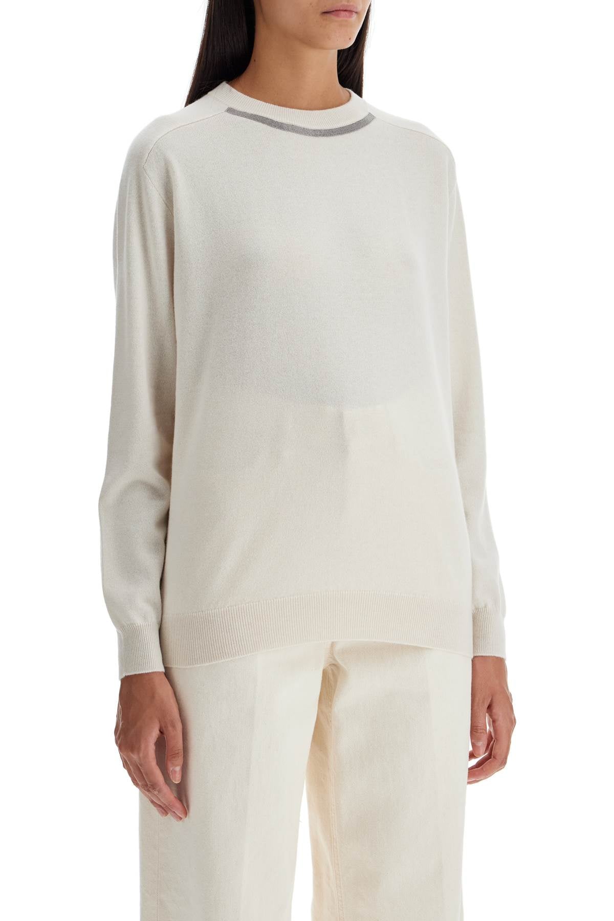 Brunello Cucinelli Cashmere Crewneck Pullover with Monile Embroidery image 1