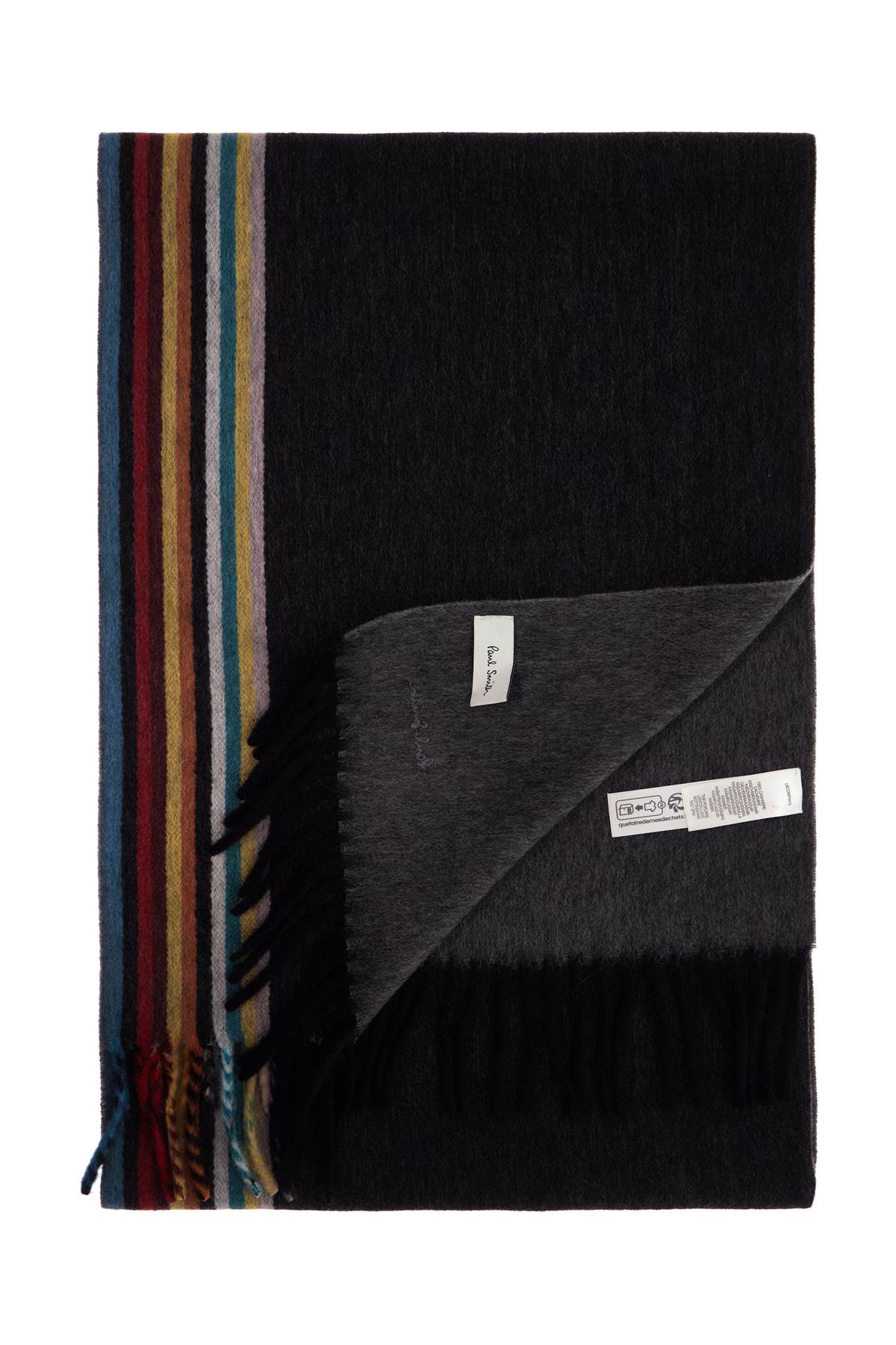 Paul Smith Cashmere Scarf with Signature Stripe - Navy image 1