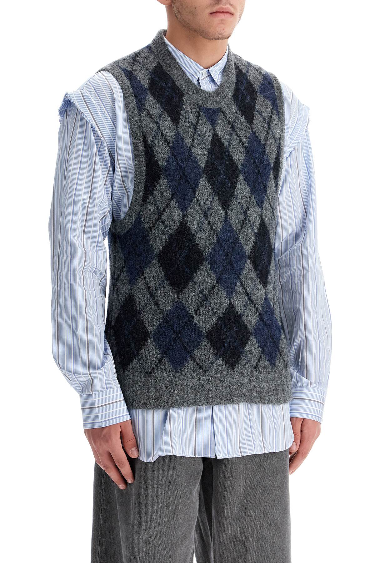 Our Legacy Argyle Knit Vest - Soft Duke image 1