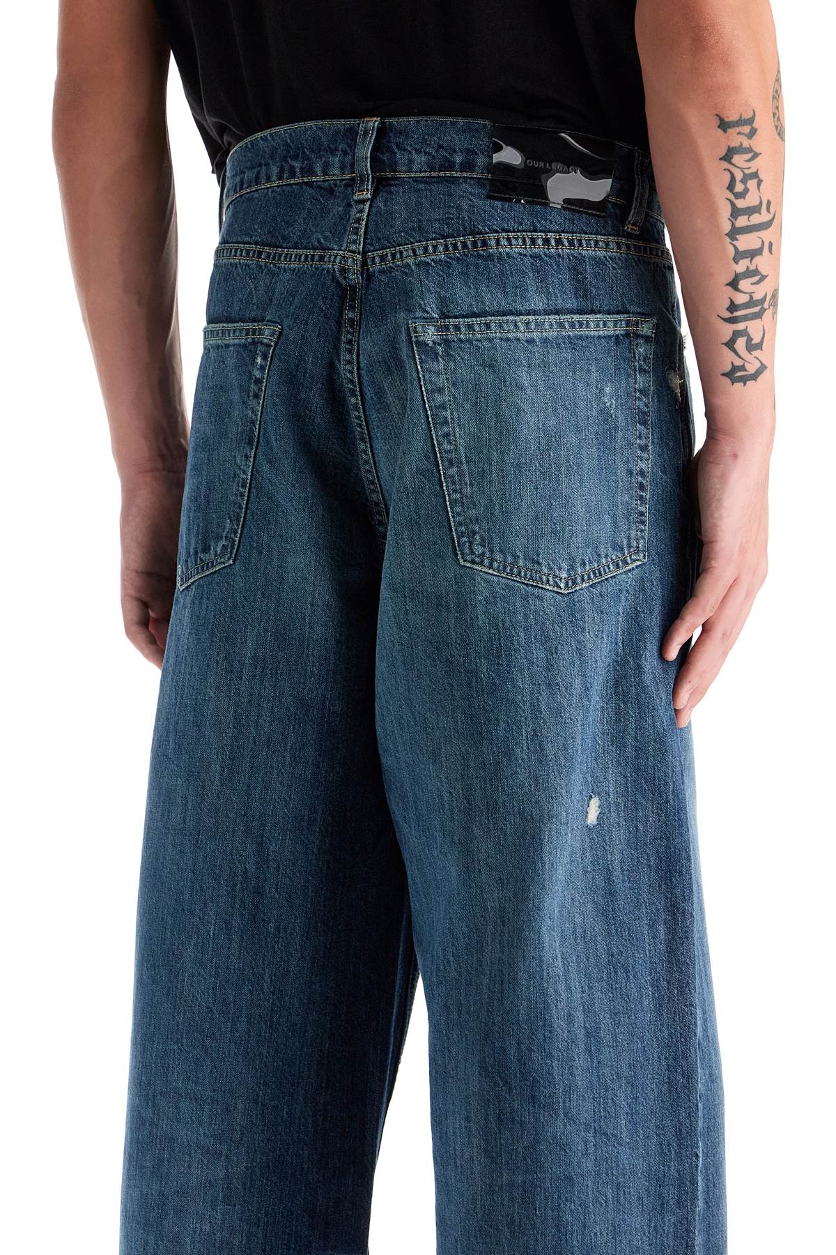 OUR LEGACY Wide Leg Denim Jeans with Repaired Tears image 3