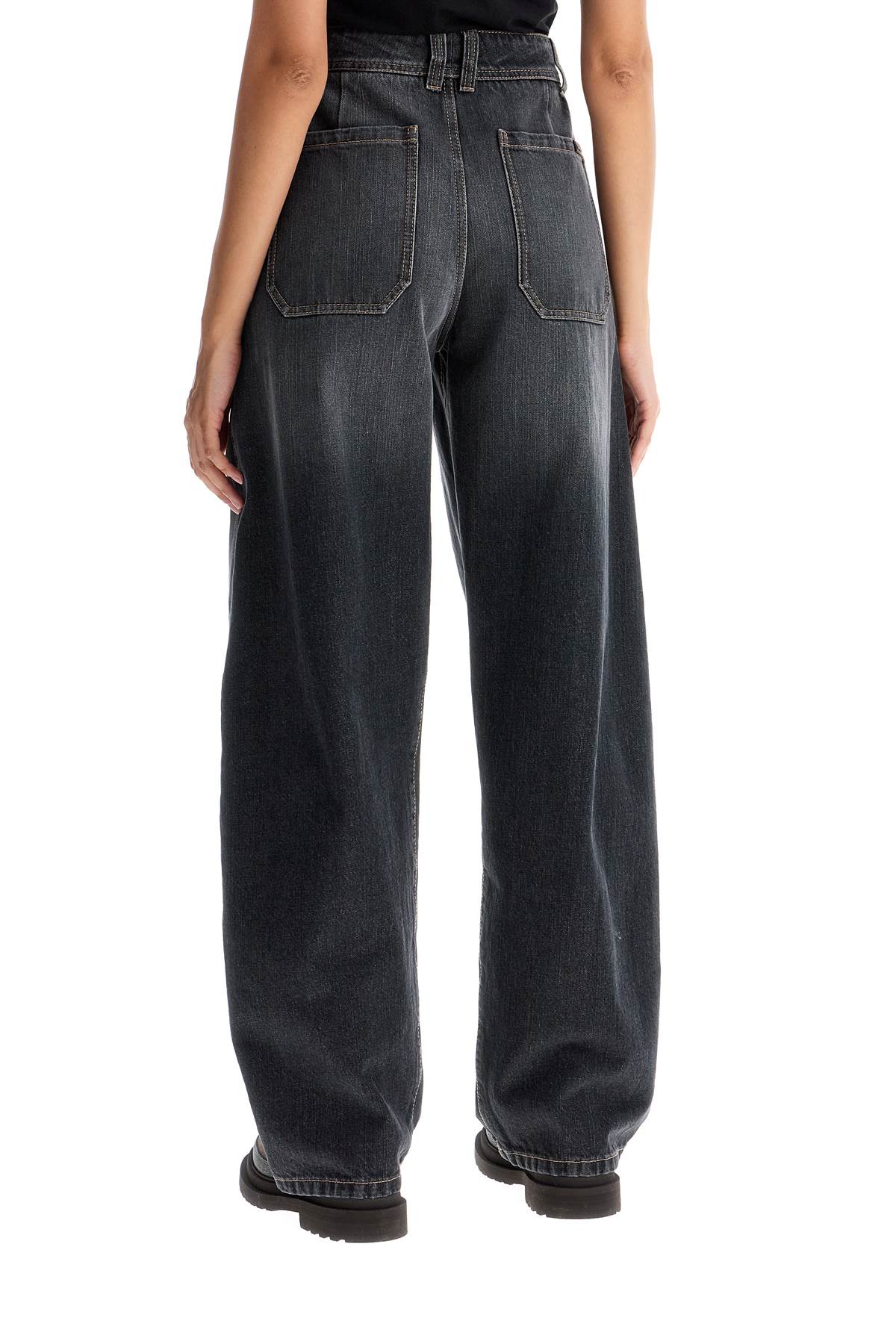 Brunello Cucinelli Black Washed High-Waisted Curved Leg Jeans image 2