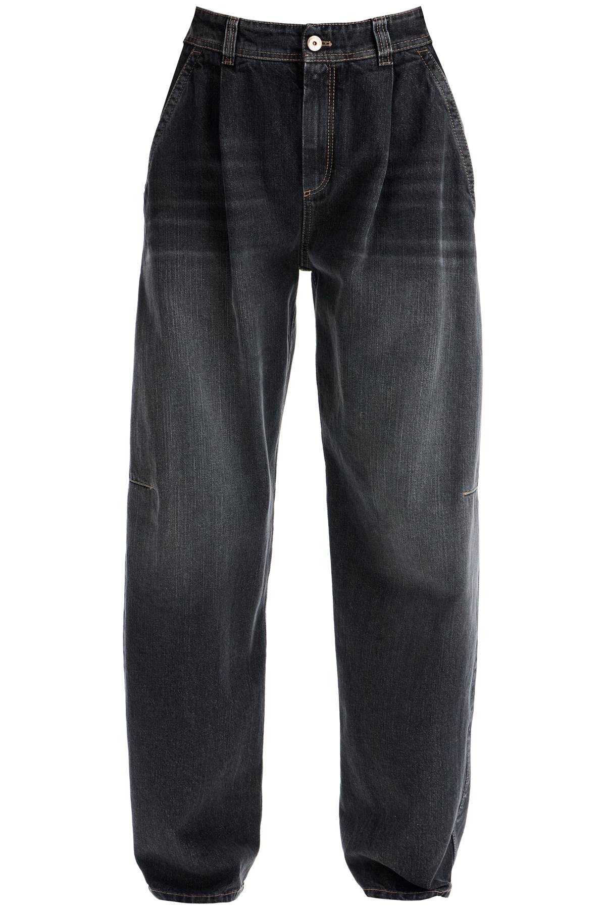 Brunello Cucinelli Black Washed High-Waisted Curved Leg Jeans image 0