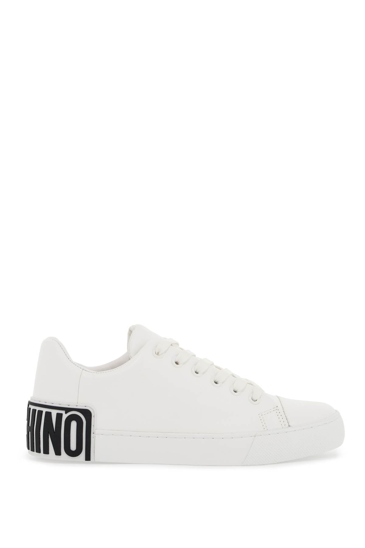 Moschino Leather Sneakers with Rubber Logo Detail image 0