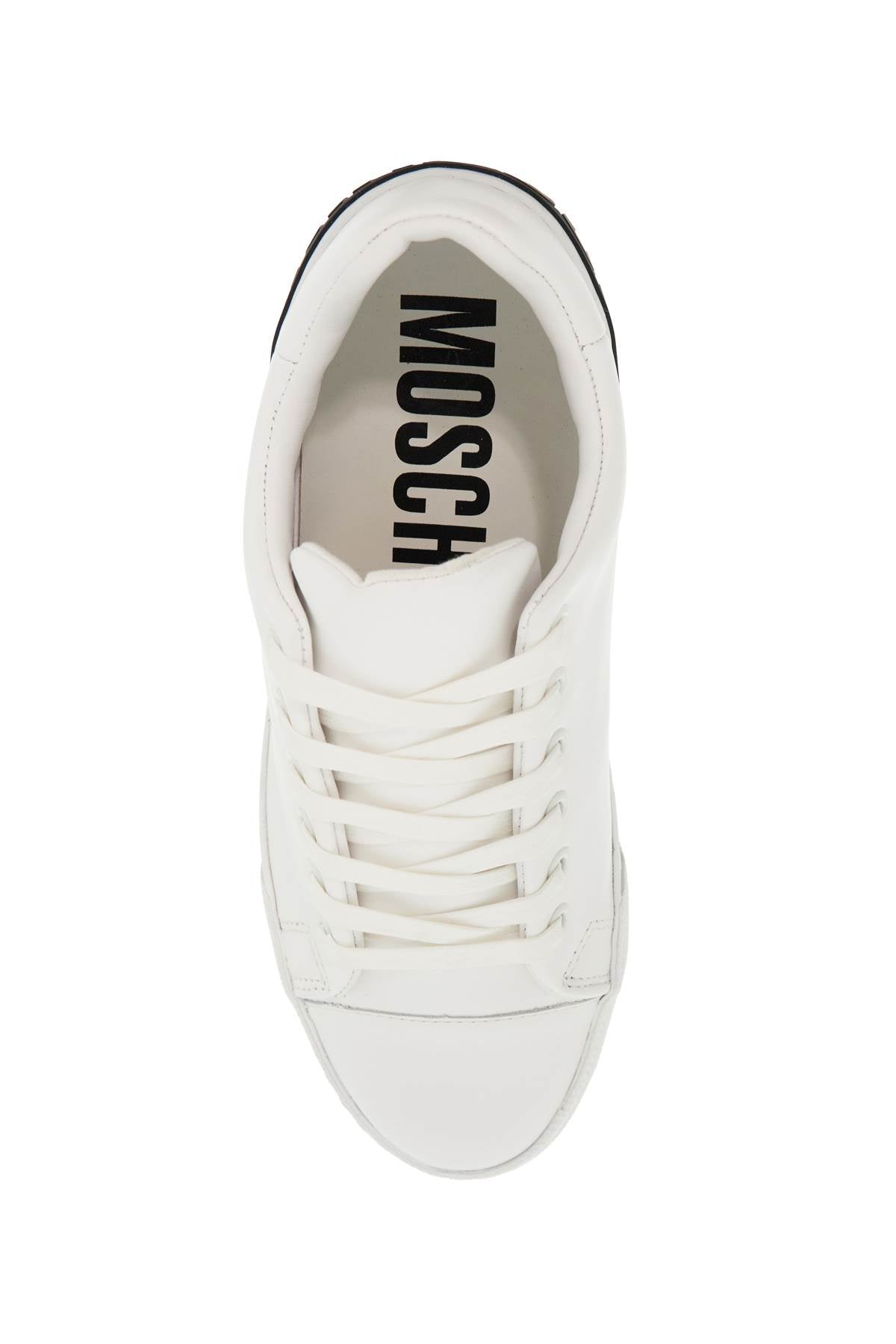 Moschino Leather Sneakers with Rubber Logo Detail image 1