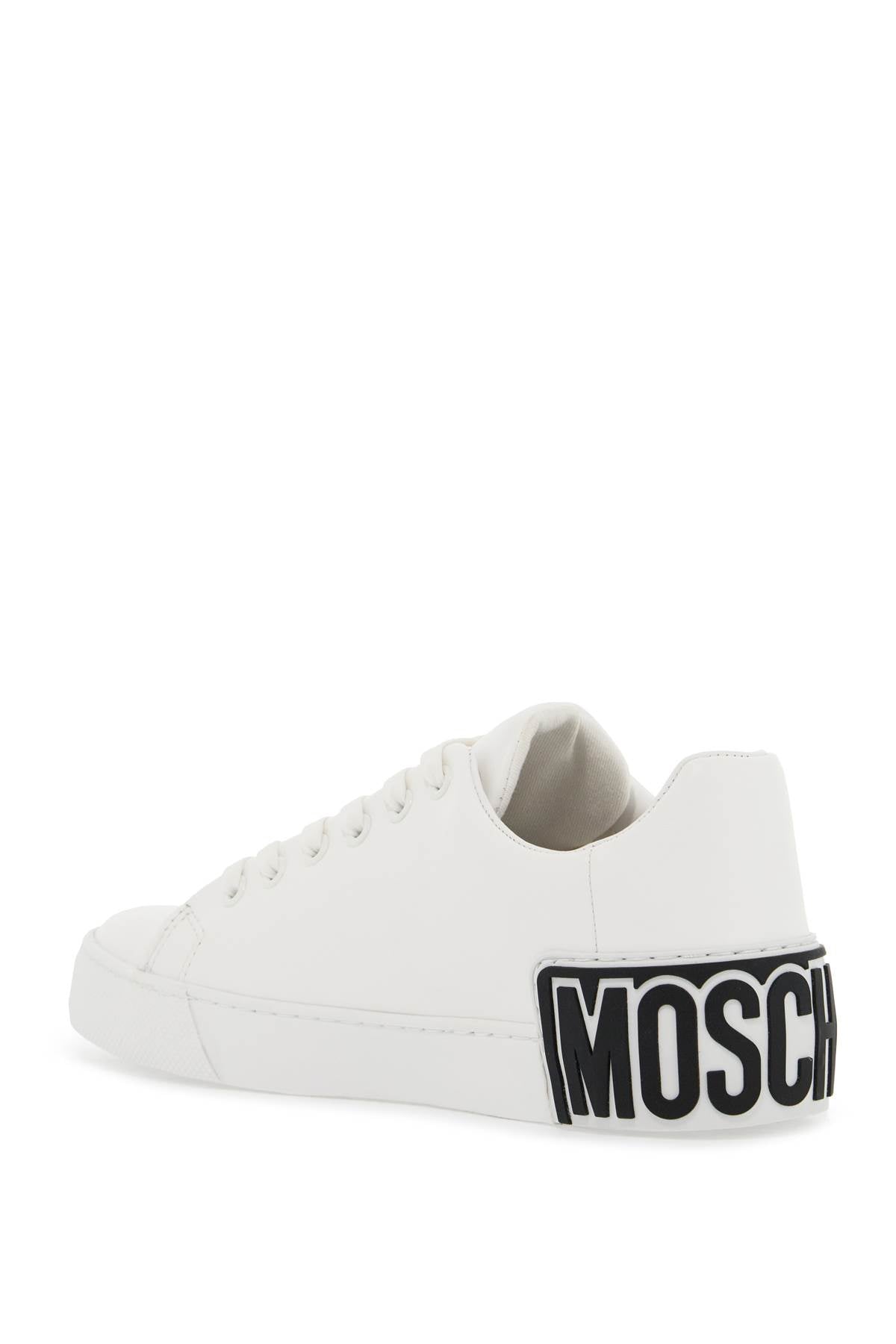 Moschino Leather Sneakers with Rubber Logo Detail image 2