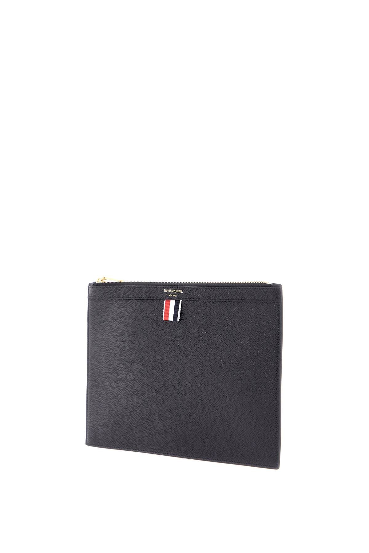 Thom Browne Pebble Grain Leather Document Holder with Tricolor Ribbon image 2