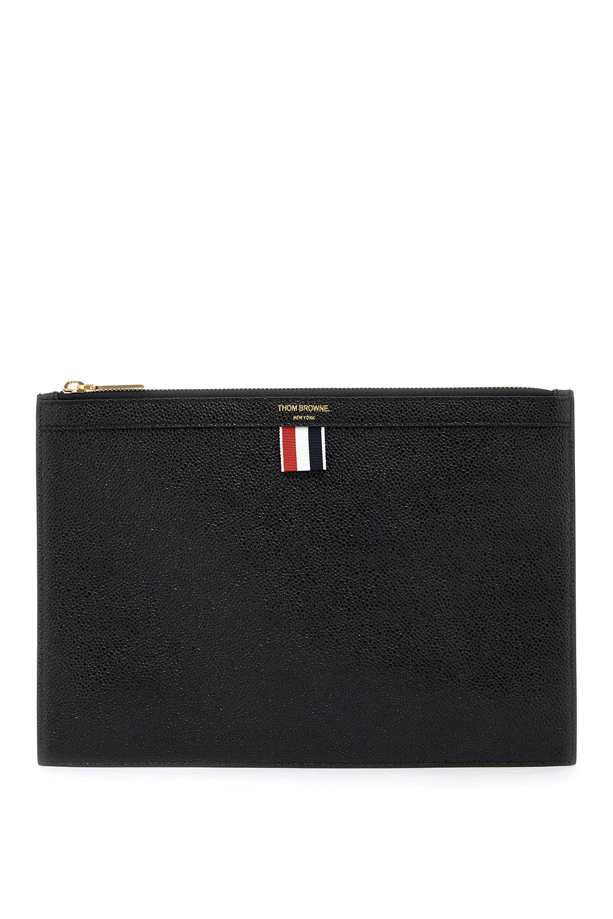 Thom Browne Pebble Grain Leather Document Holder with Tricolor Ribbon image 0