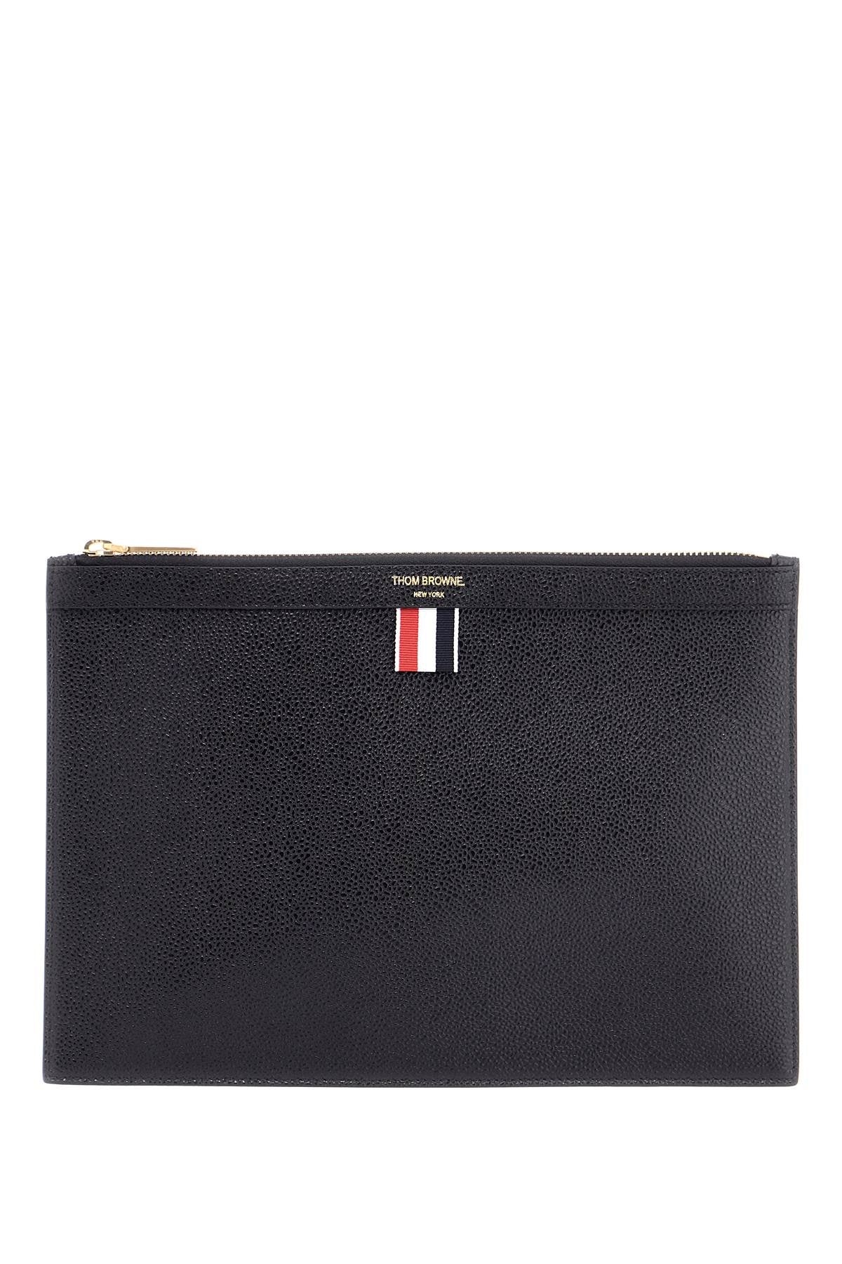 Thom Browne Pebble Grain Leather Document Holder with Tricolor Ribbon image 0