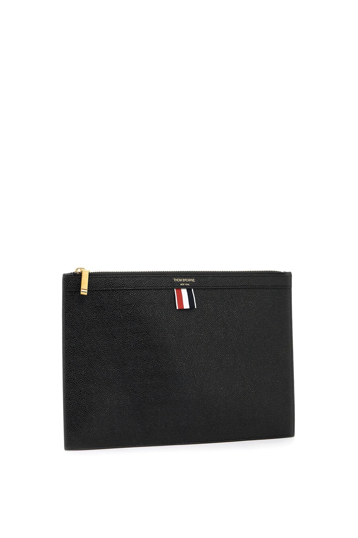 Thom Browne Pebble Grain Leather Document Holder with Tricolor Ribbon image 2