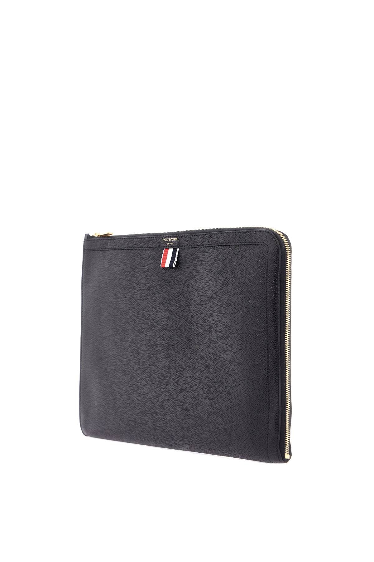 Thom Browne Pebble Grain Leather Large Document Holder with Tricolor Ribbon image 2