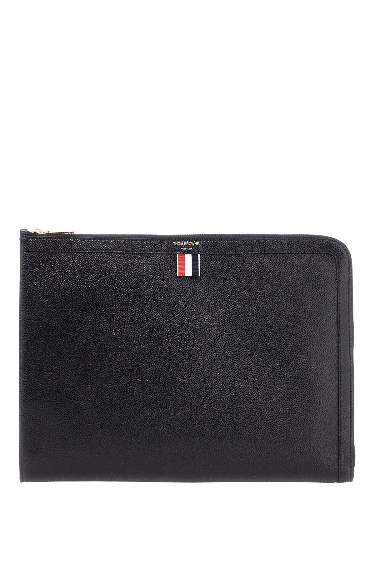 Thom Browne Pebble Grain Leather Large Document Holder with Tricolor Ribbon image 0