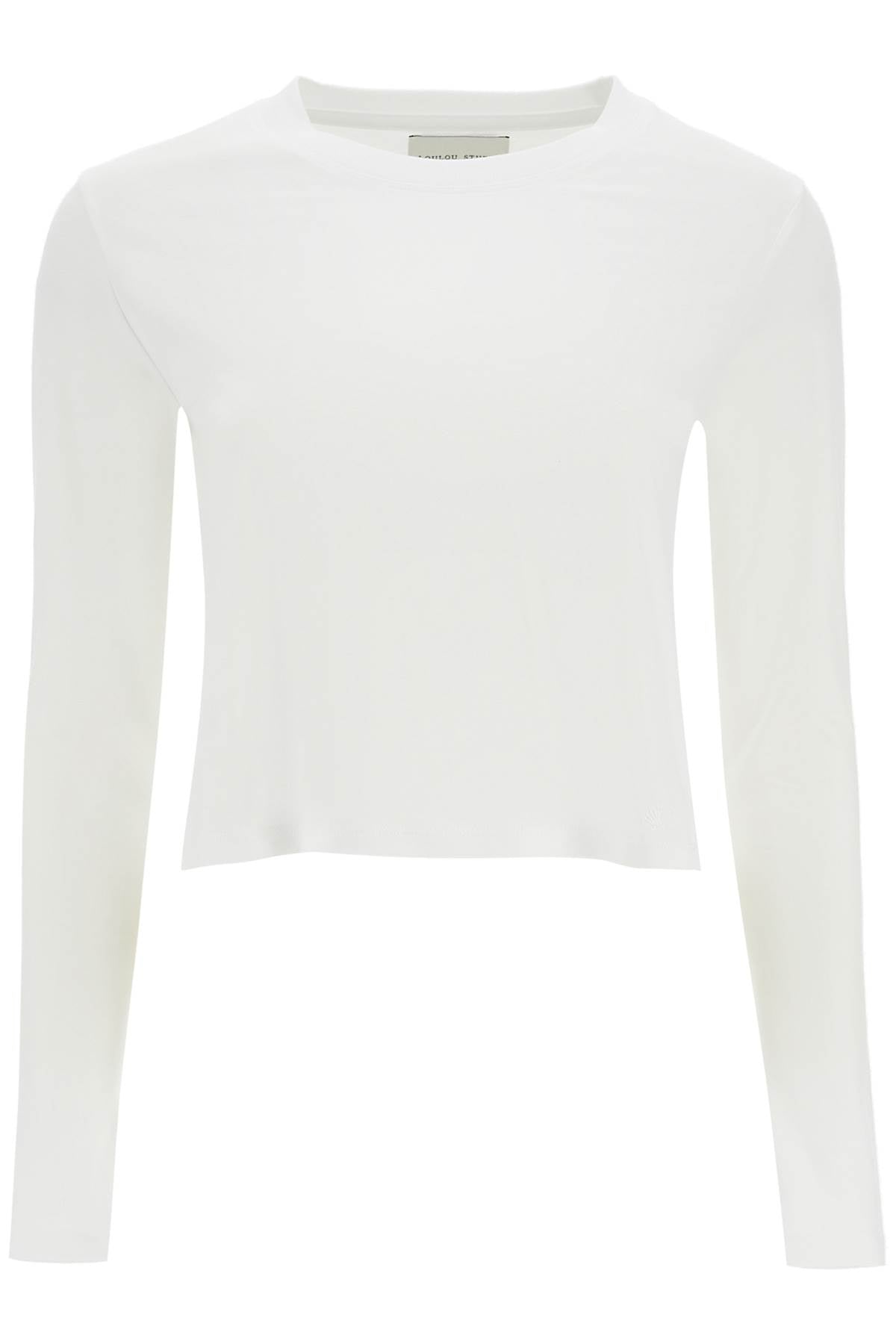 Loulou Studio cropped long sleeve t-shirt white in organic cotton image 0