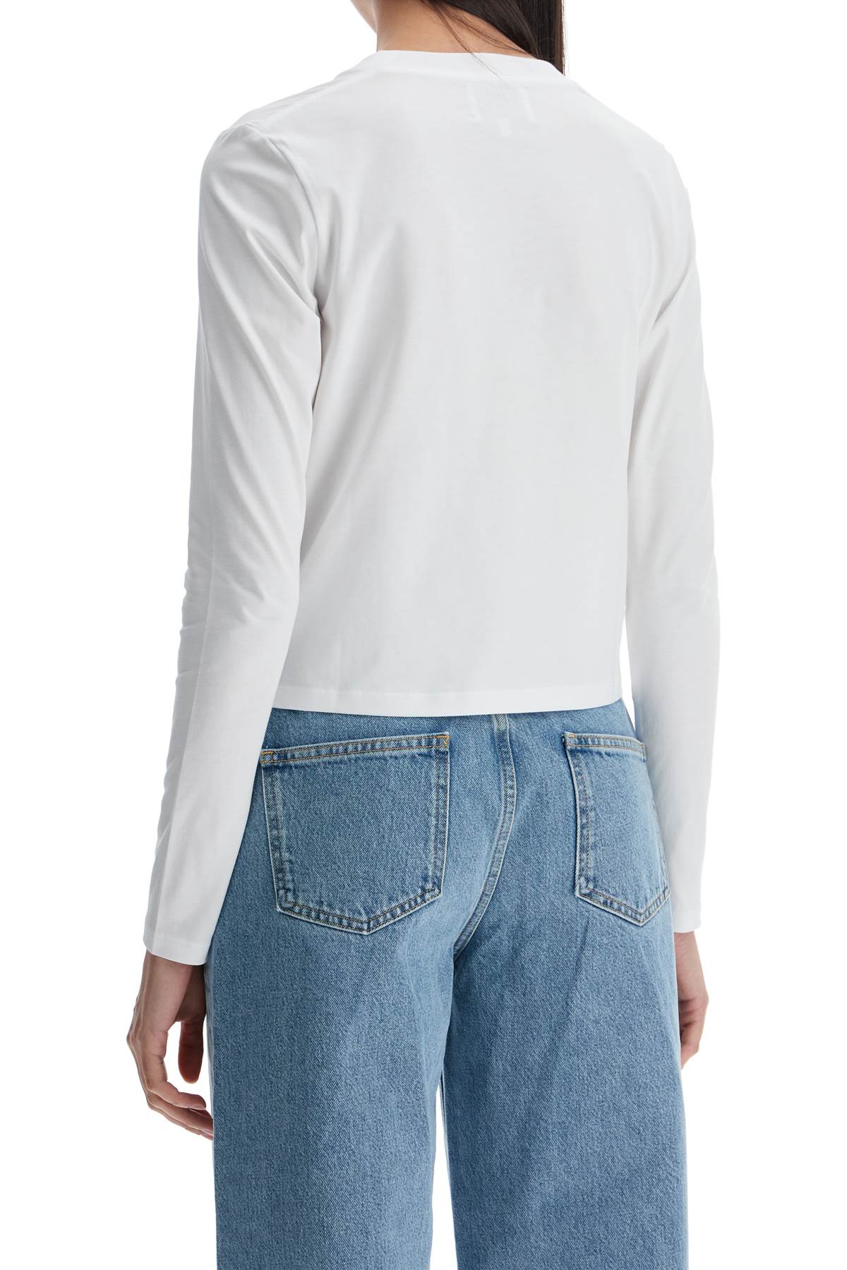 Loulou Studio cropped long sleeve t-shirt white in organic cotton image 2