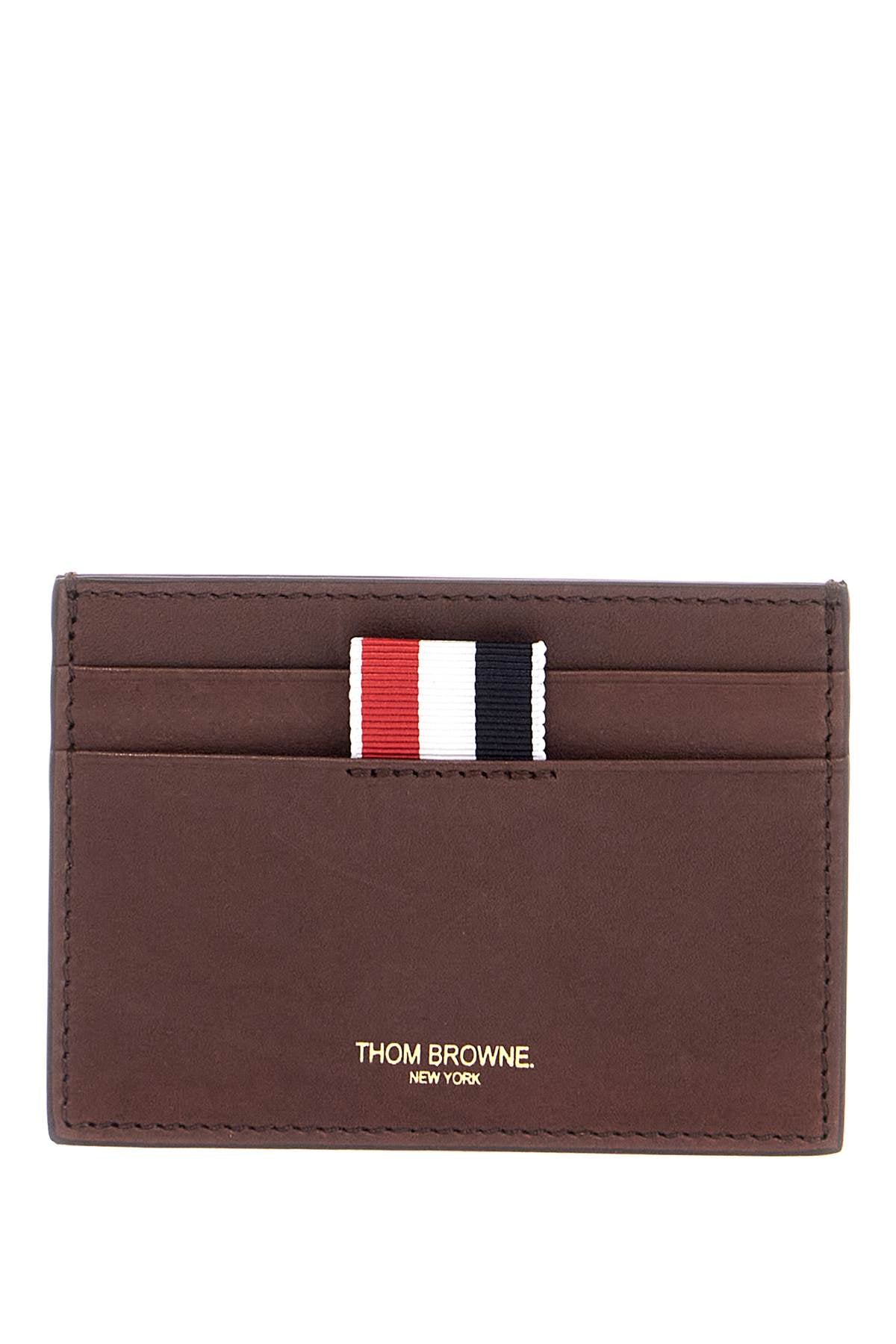 Thom Browne compact dark brown calfskin credit card holder image 0