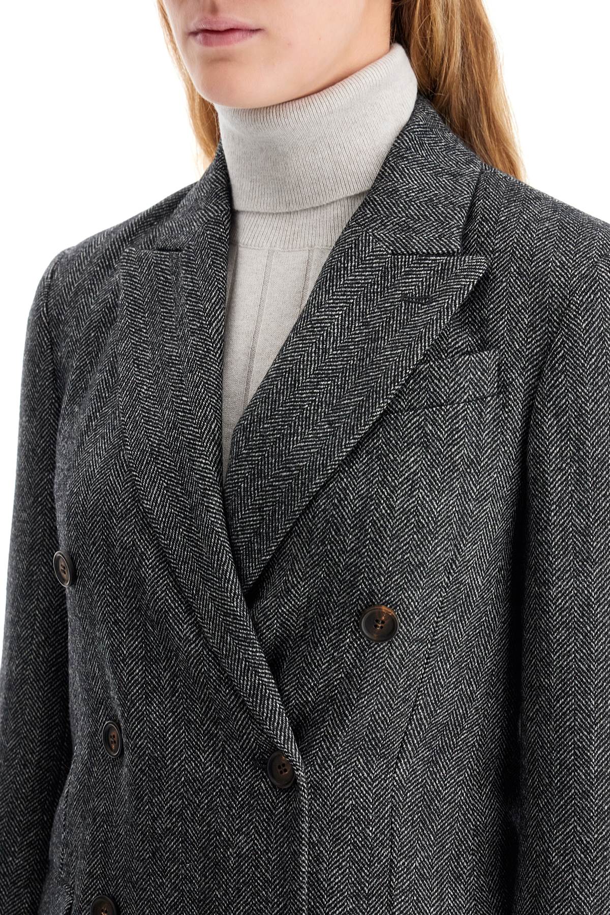 Brunello Cucinelli "chevron wool carded techno jacket" image 3