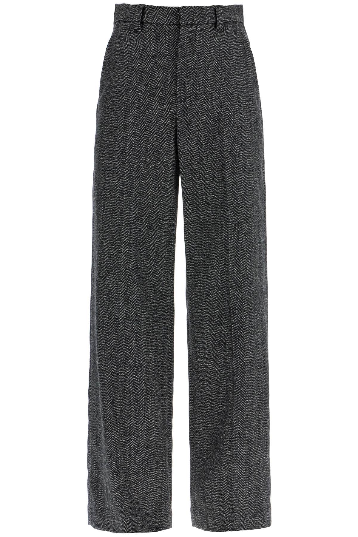 Brunello Cucinelli Wide Leg Herringbone Wool Trousers image 0