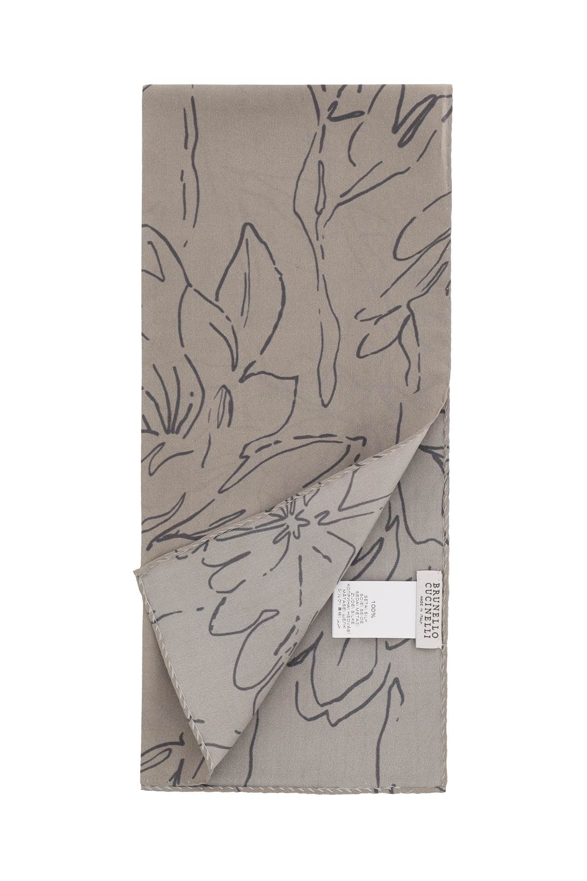 Brunello Cucinelli Magnolia-Print Silk Scarf image 1