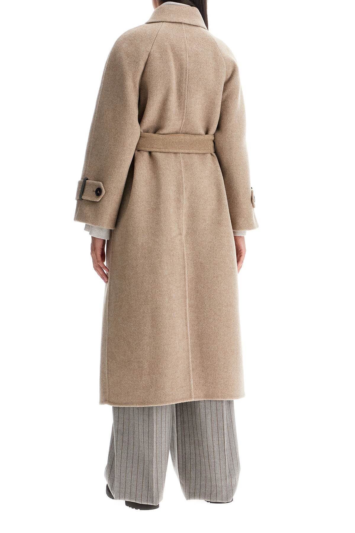 Brunello Cucinelli Wool and Cashmere Chevron Coat with Belt image 2