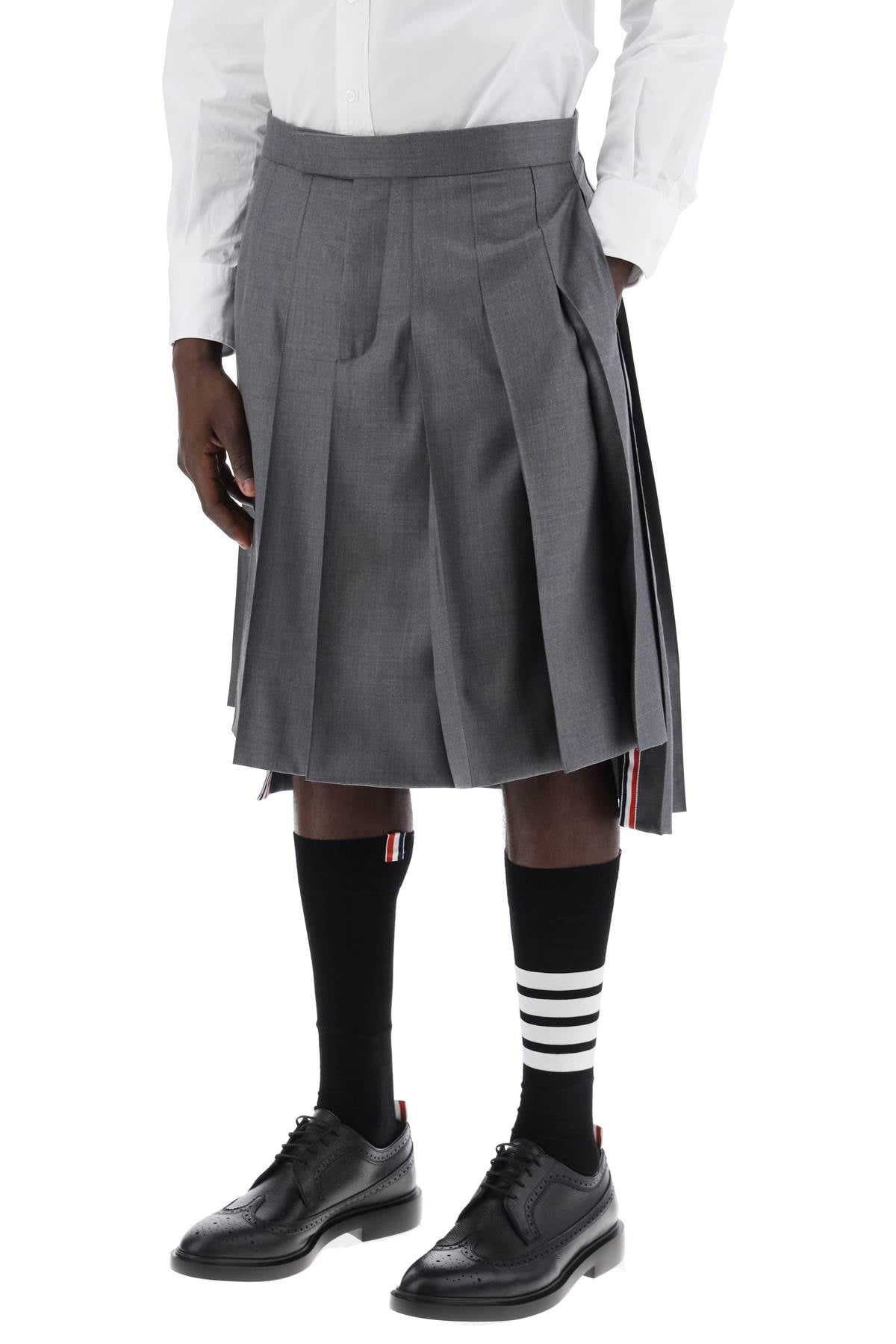 Thom Browne twill pleated midi skirt image 3