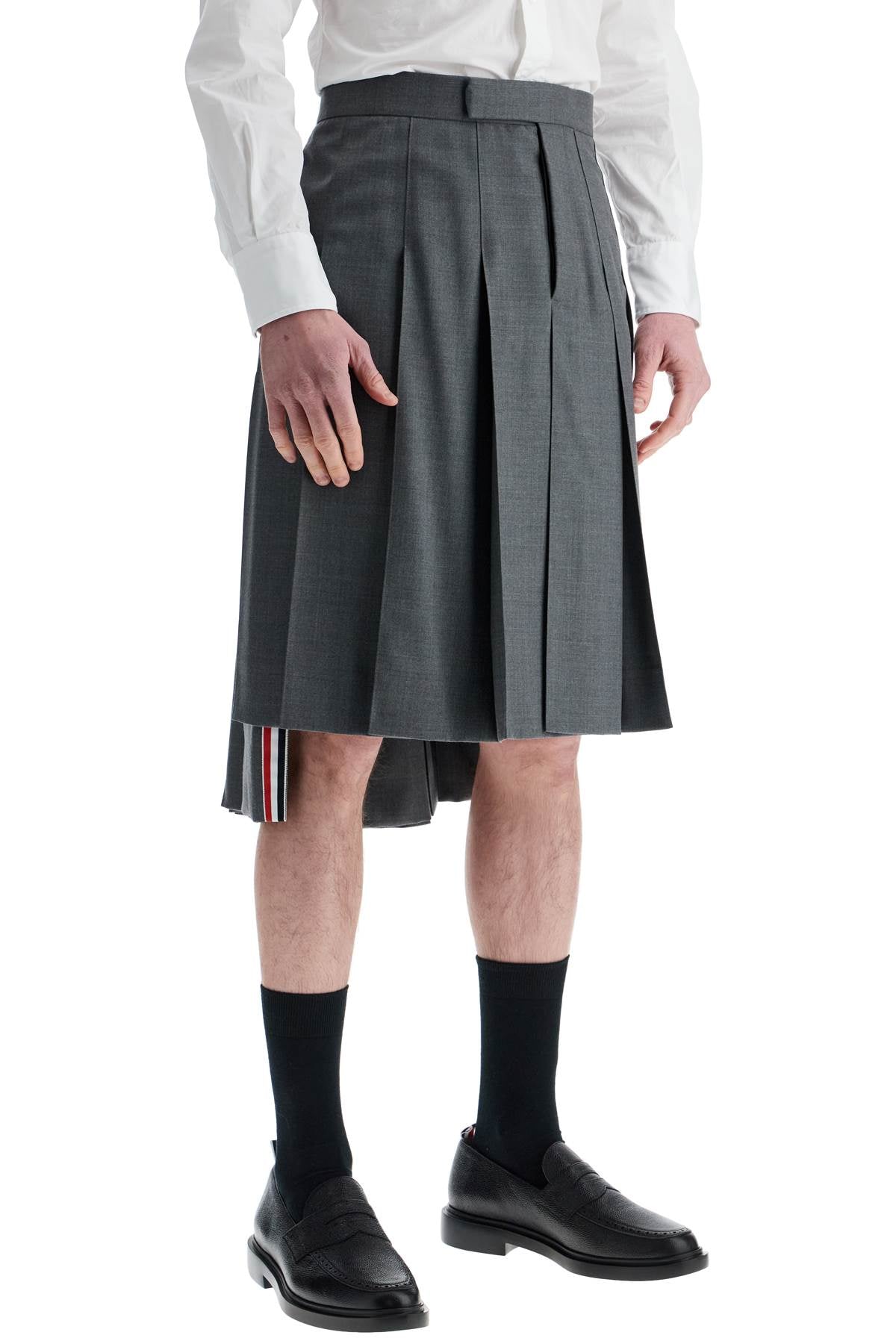 Thom Browne twill pleated midi skirt image 1