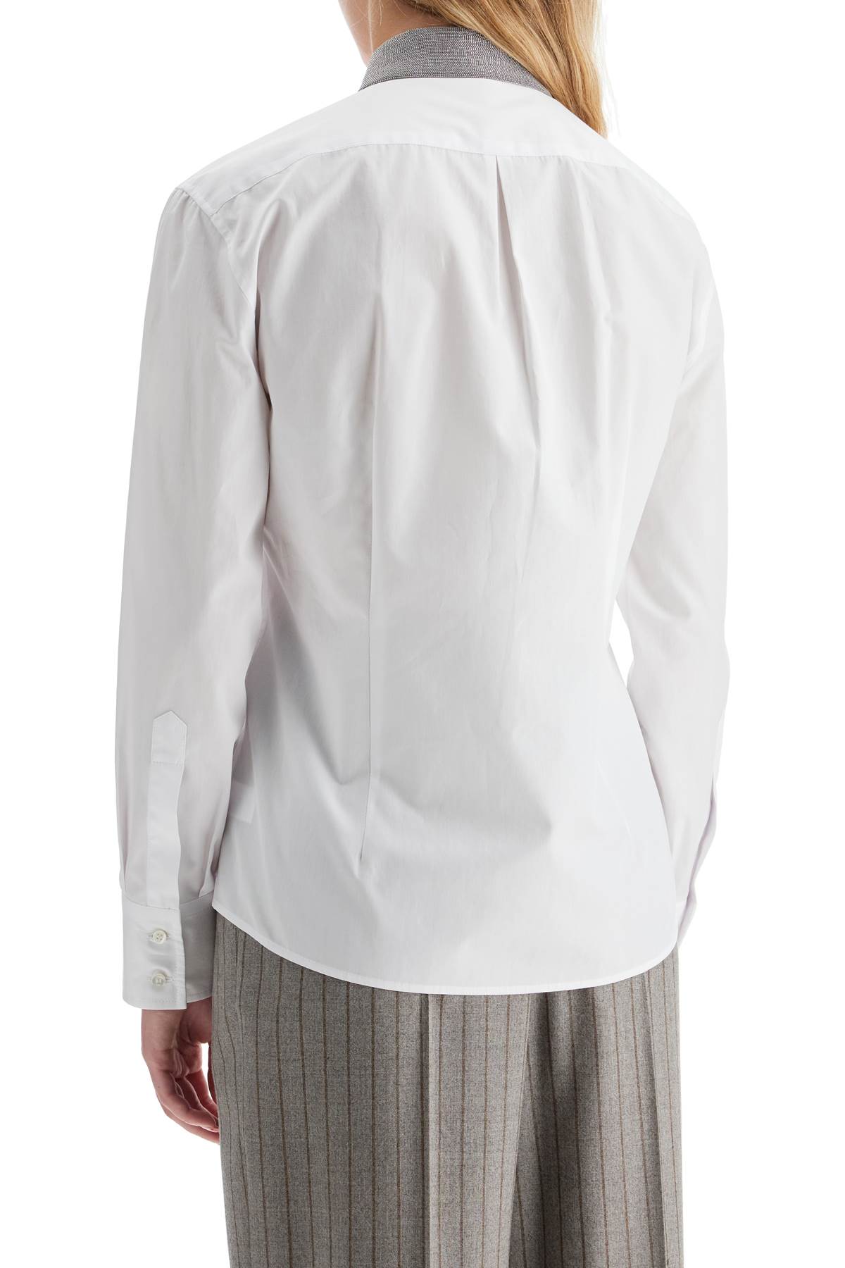 Brunello Cucinelli Long-Sleeve Shirt with Beaded Collar image 2