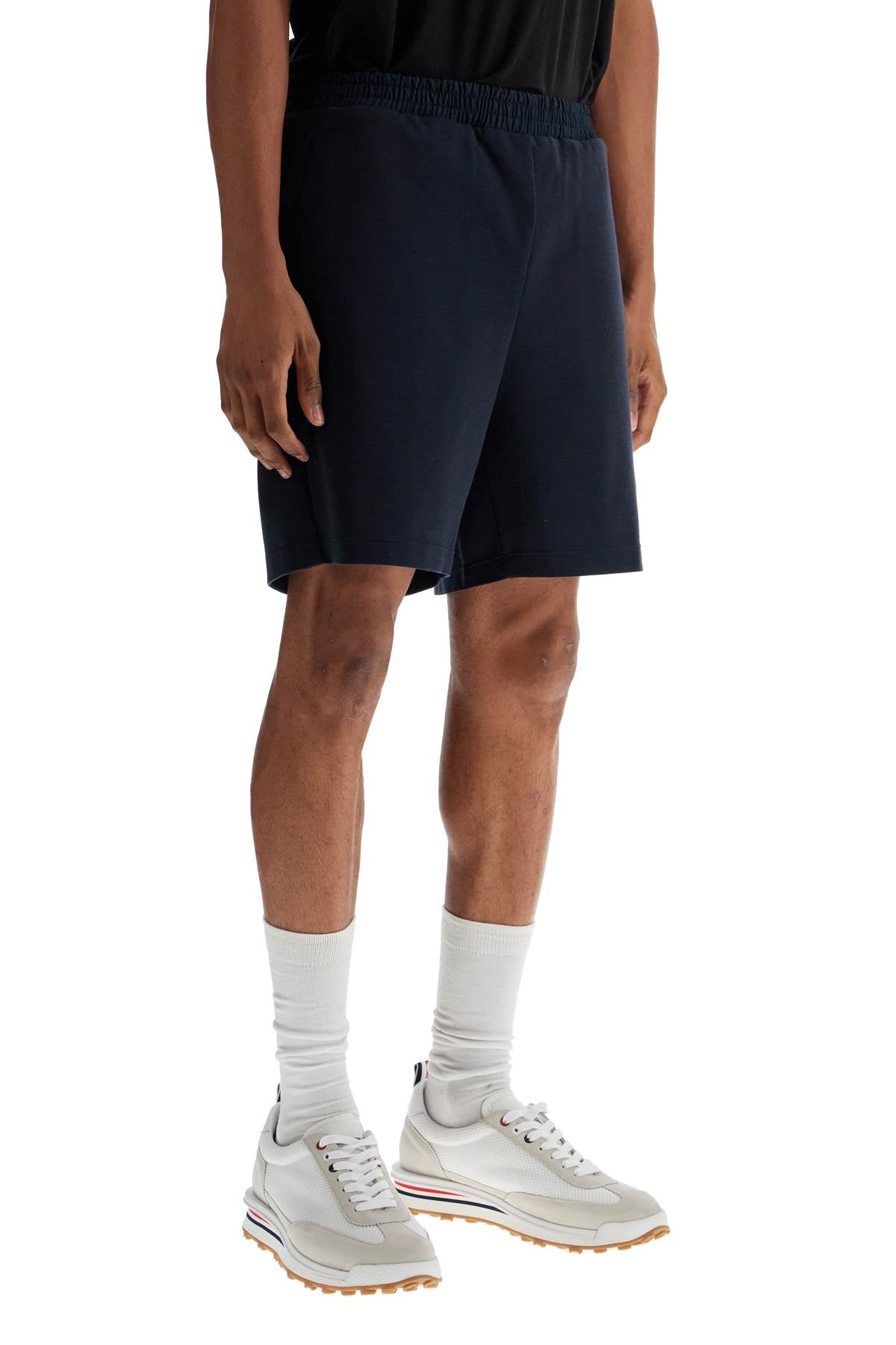 Thom Browne navy combo mid thigh ripstop and wool shorts image 1